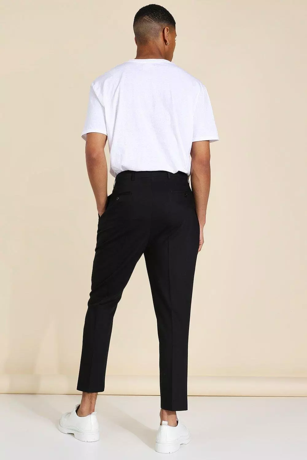 High Rise Tapered Crop Tailored Pants