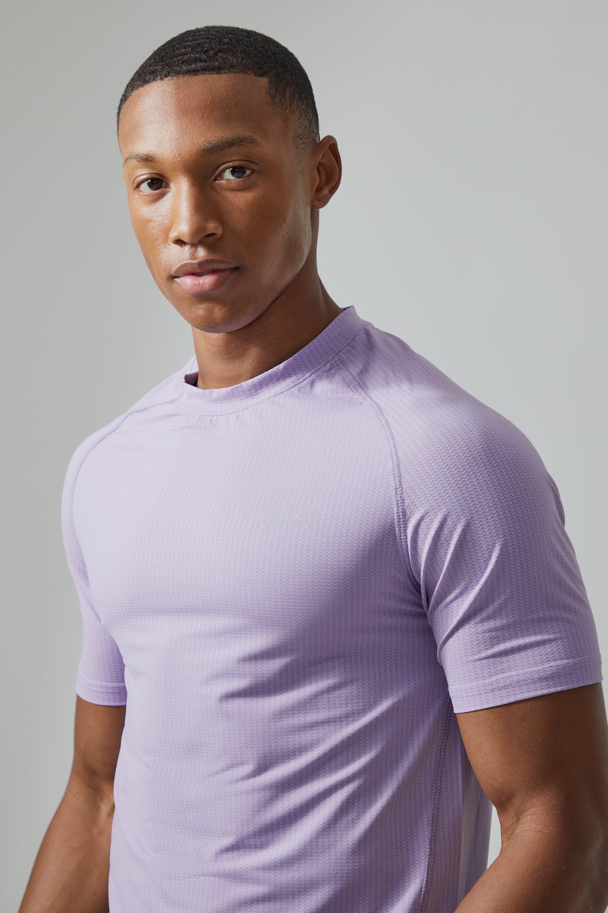 Mens Purple Man Active Muscle Fit Marl T-shirt, Purple