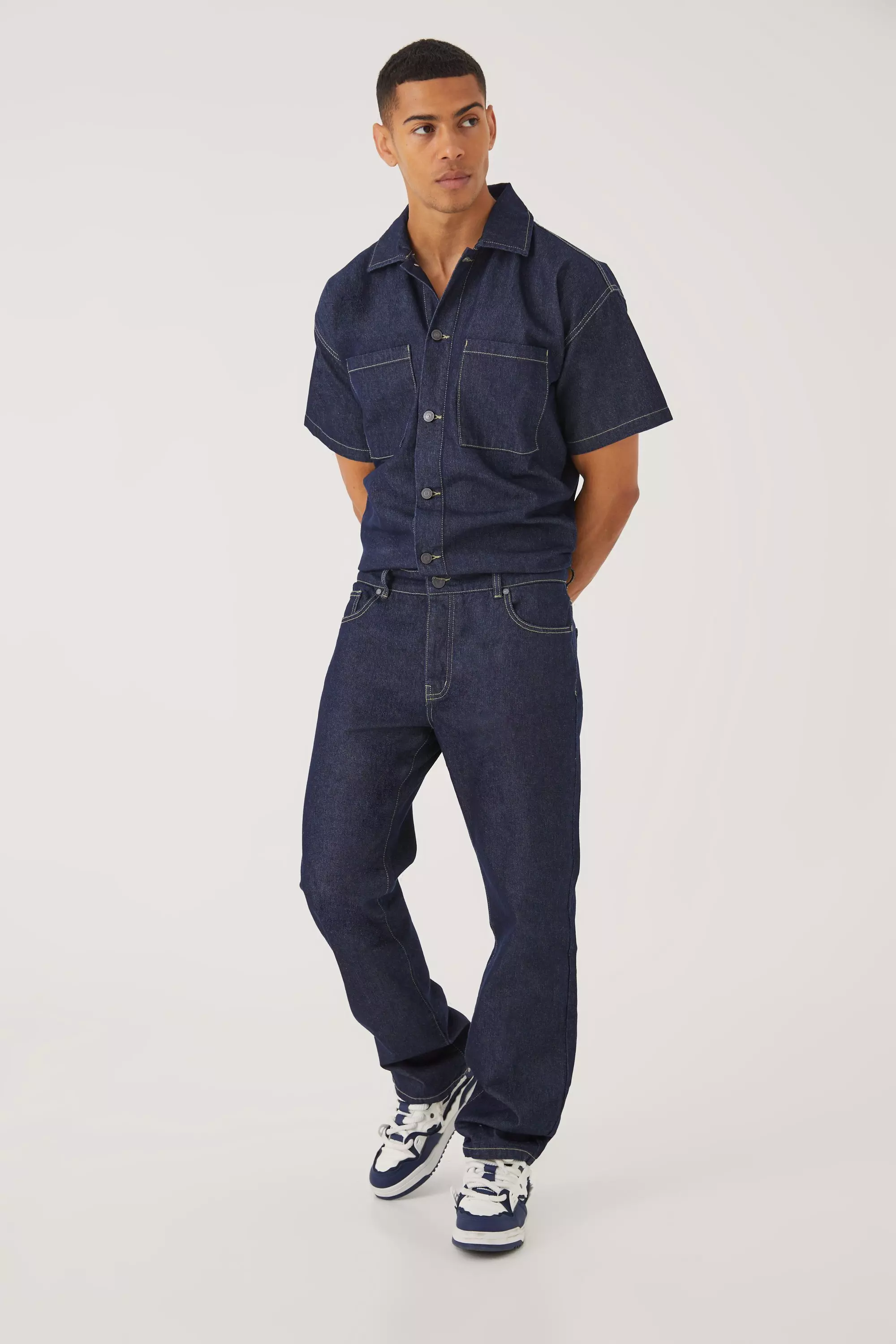 Mens denim onesie on sale