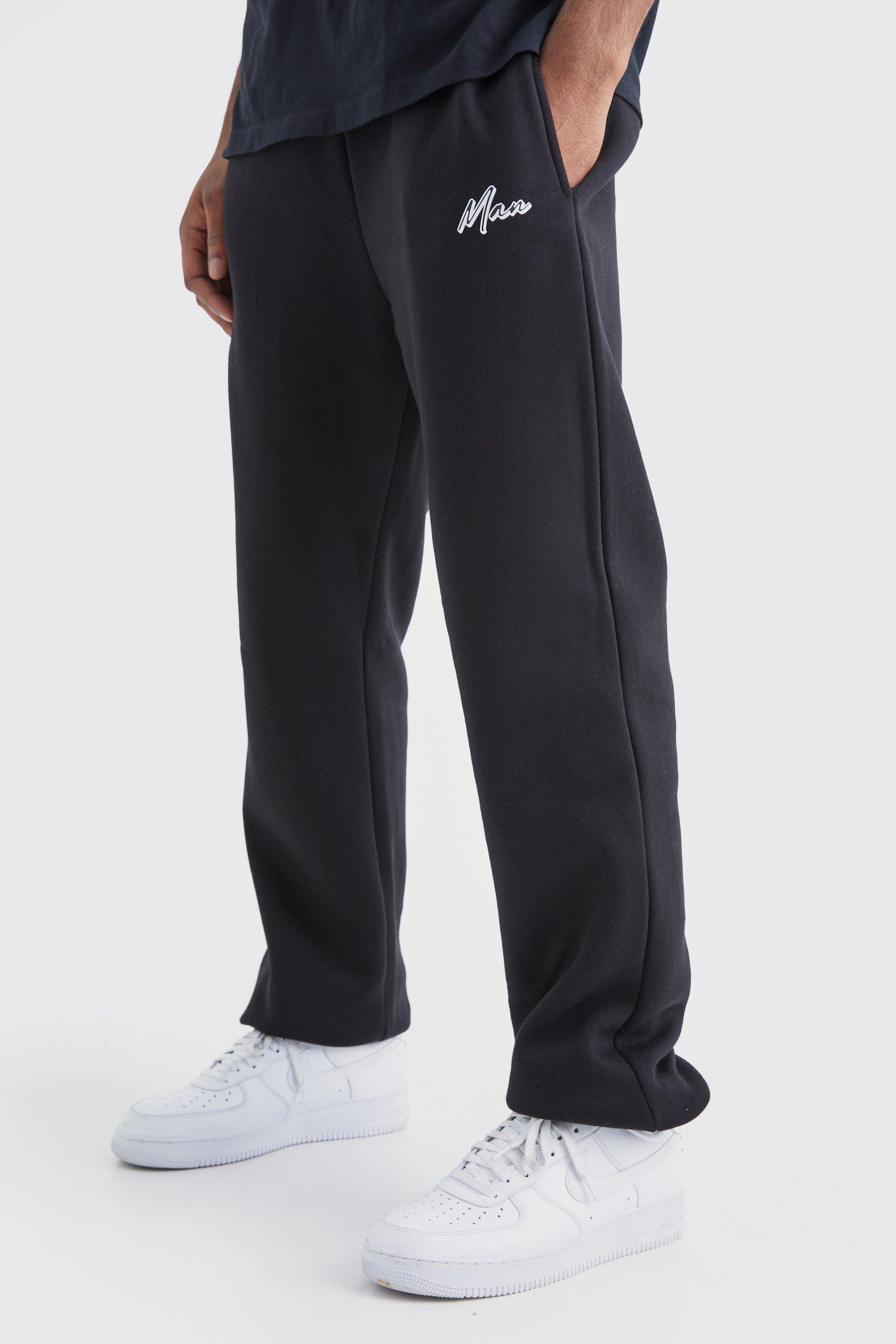 Image of Pantaloni tuta Tall Core Fit con firma Man e logo, Nero