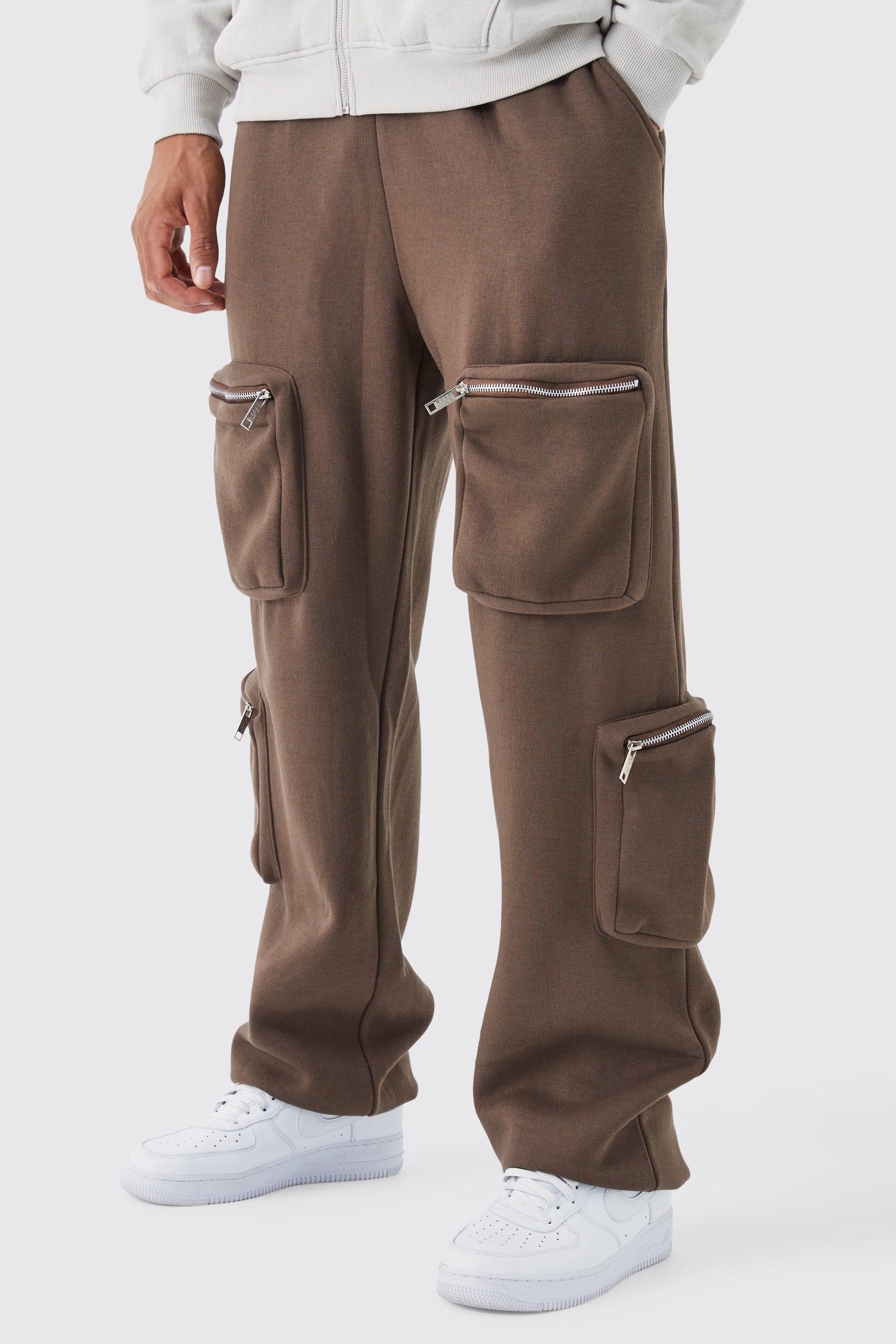 Mens Brown Tall Cargo Utility Jogger, Brown