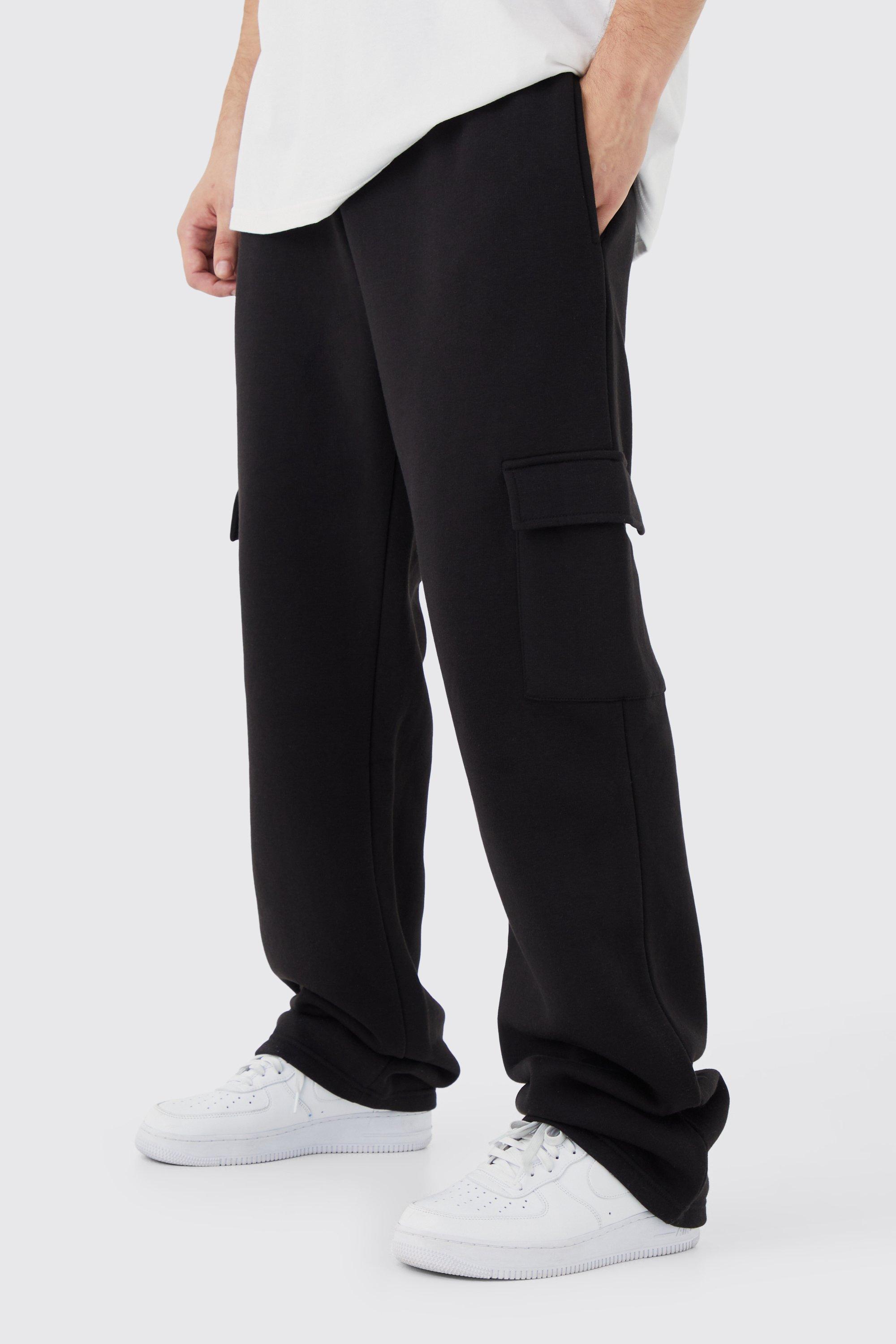 Mens Black Tall Relaxed Fit Cargo Jogger, Black