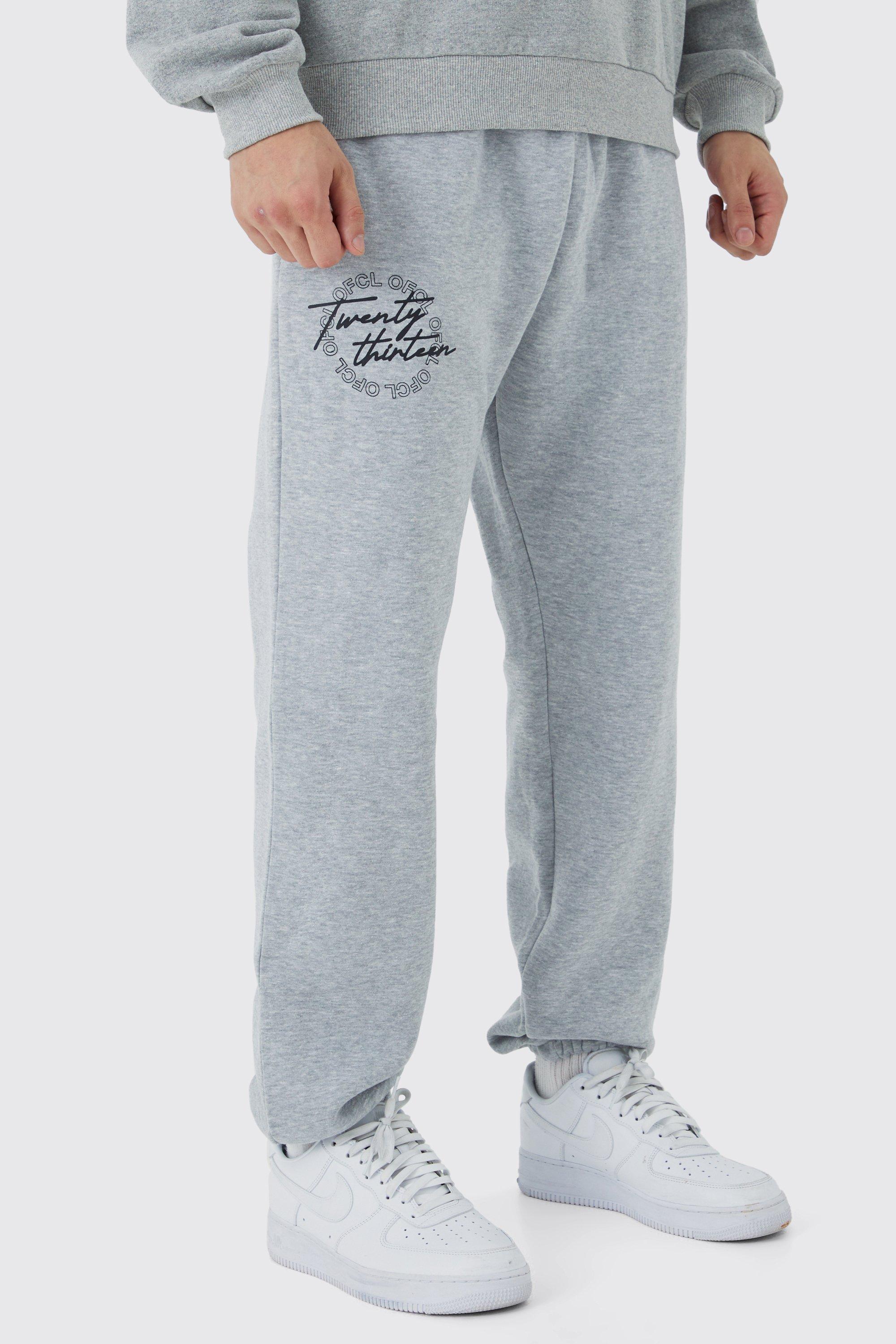 Mens Grey Tall Ofcl Text Graphic Print Jogger, Grey