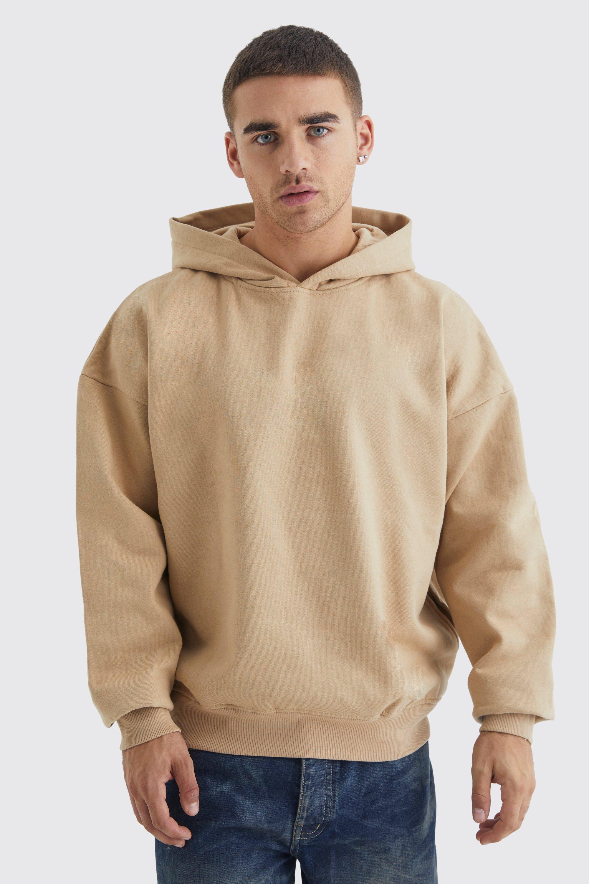 Mens Beige Oversized Heavyweight Hoodie, Beige