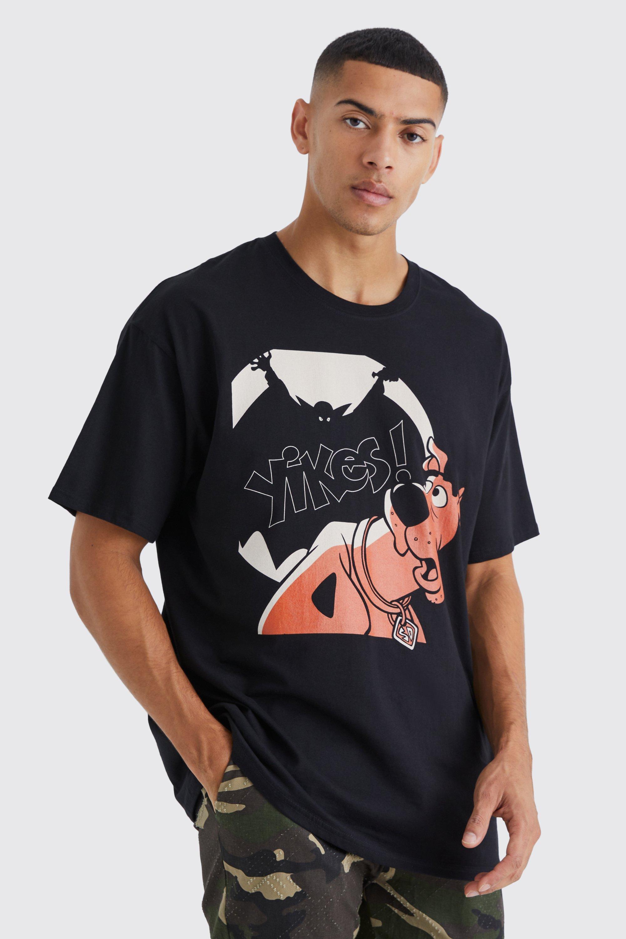 Mens Black Oversized Scooby Doo License T-shirt, Black