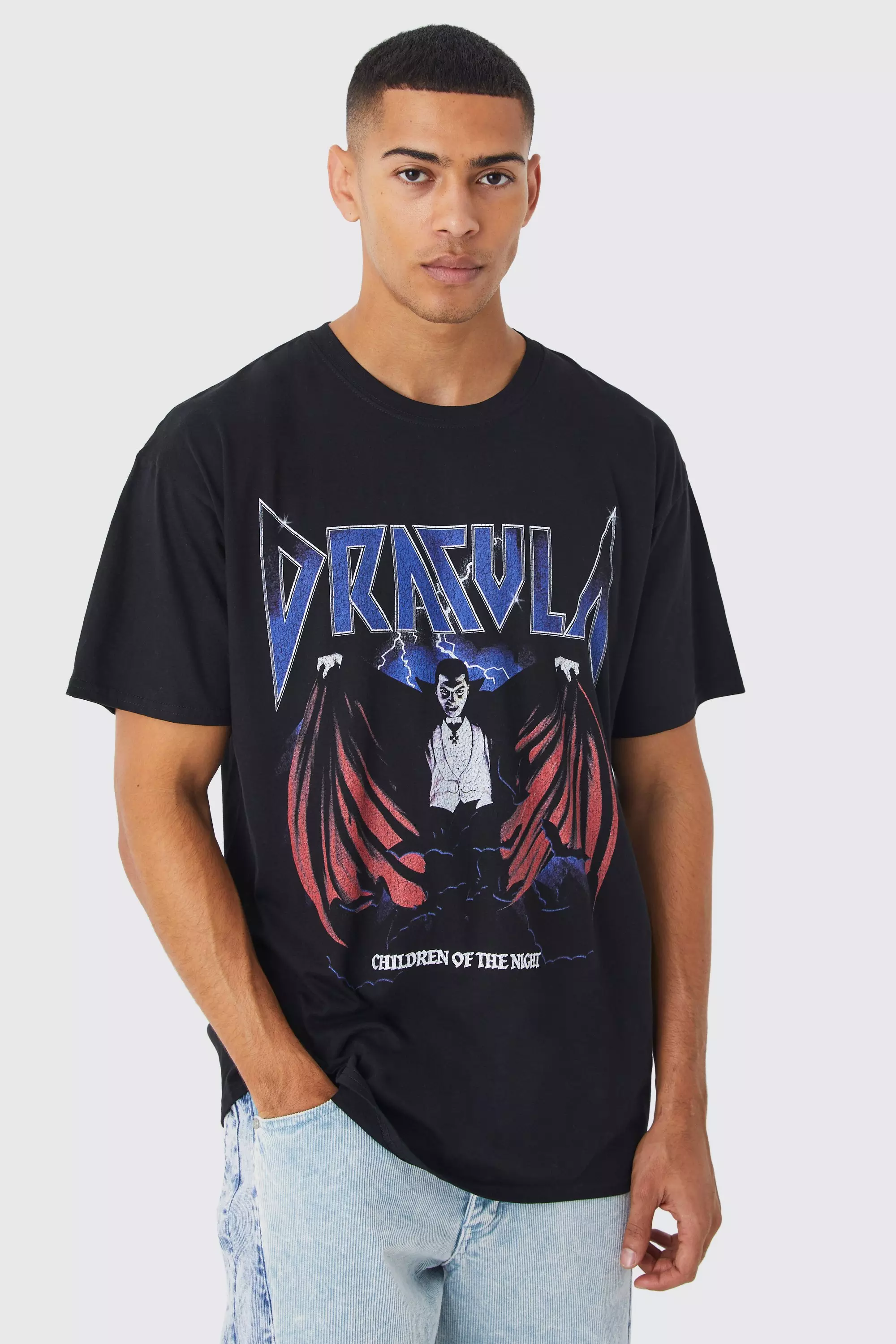 Oversized Dracula License T shirt boohooMAN USA