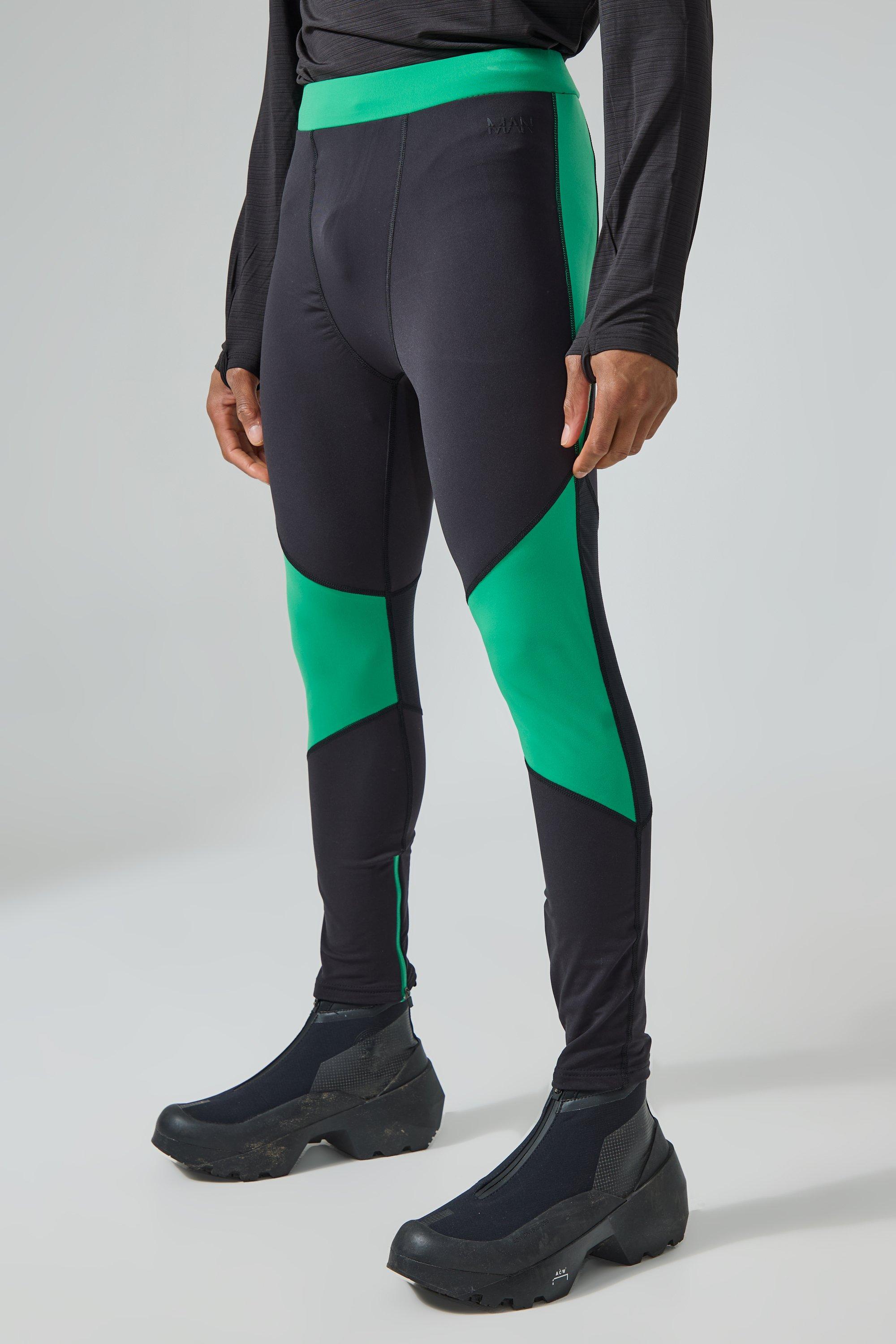 legging de sport color block - man active homme - vert - s, vert