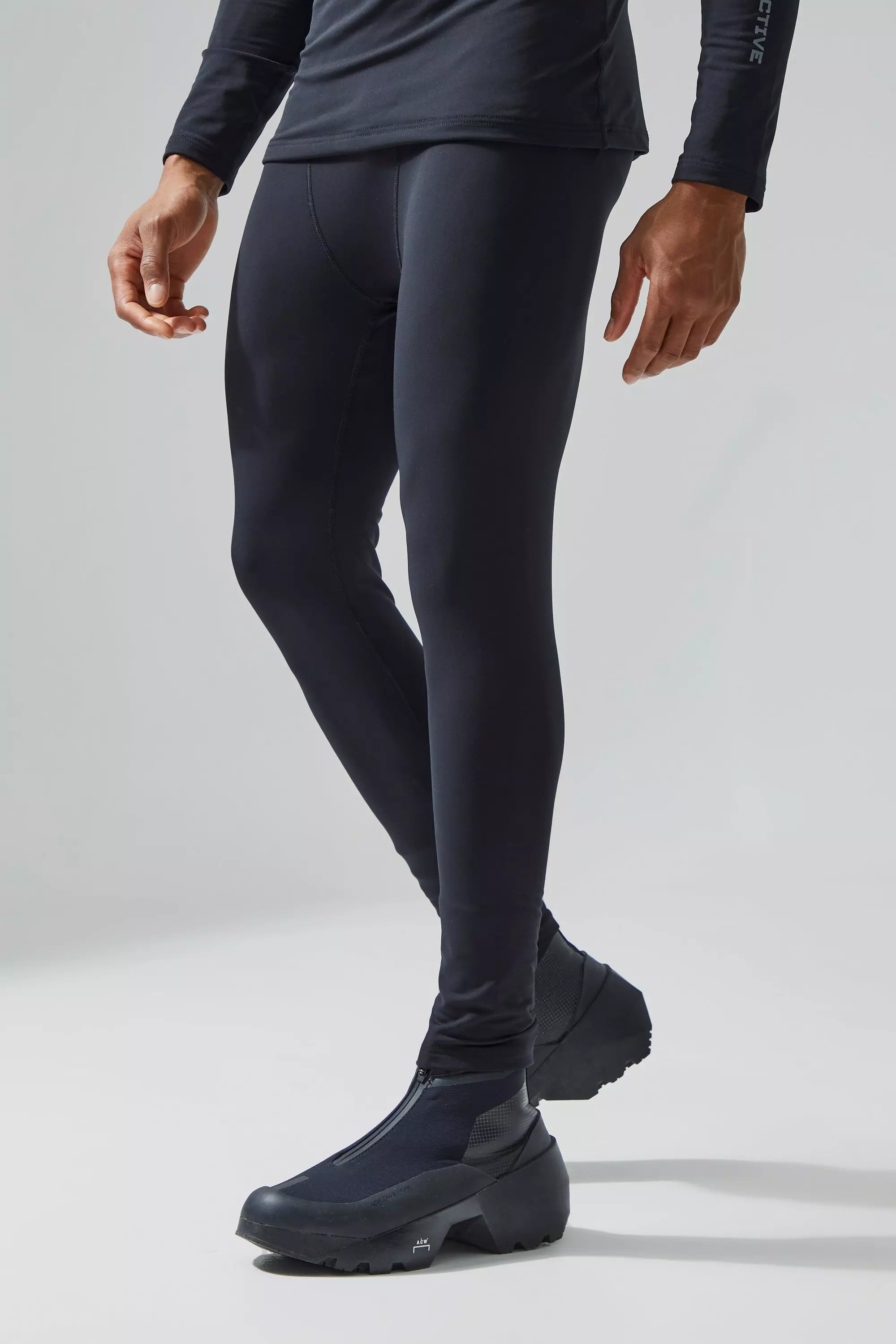 Man Active Fleece Onderlaag Leggings Met Voering