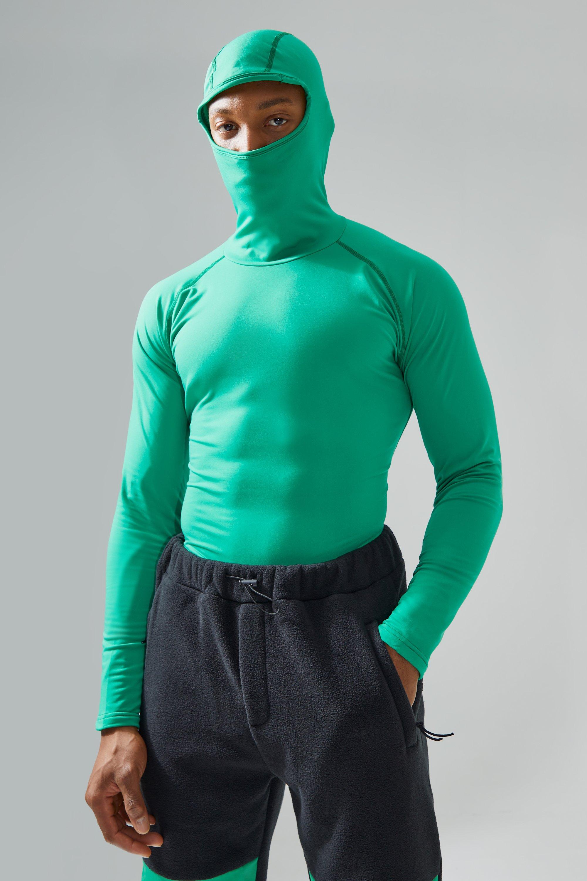 Mens Green Man Active Fleece Lined Head Cover Base Layer, Green
