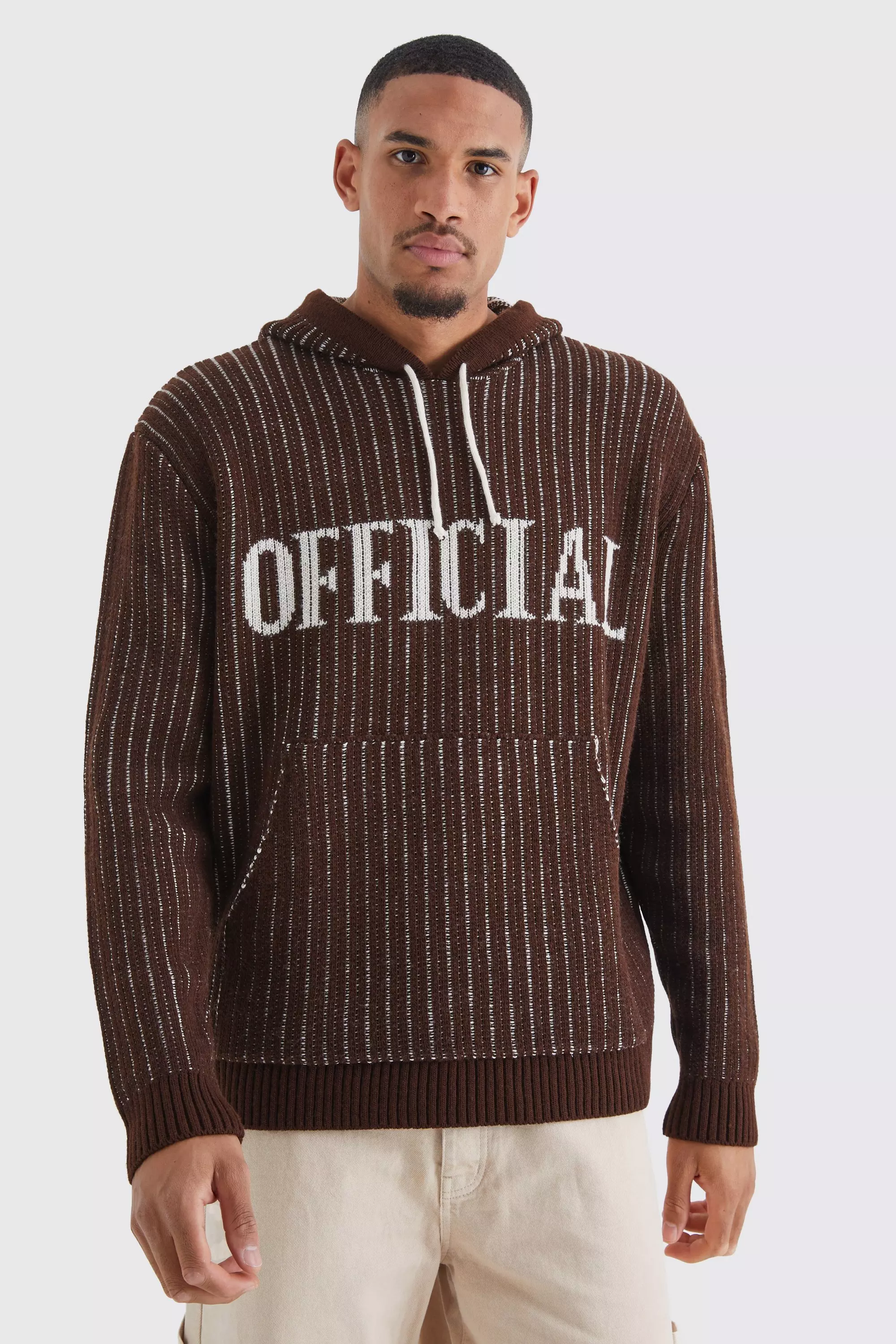 Men's Boxy Knitted Ribbed Hoodie