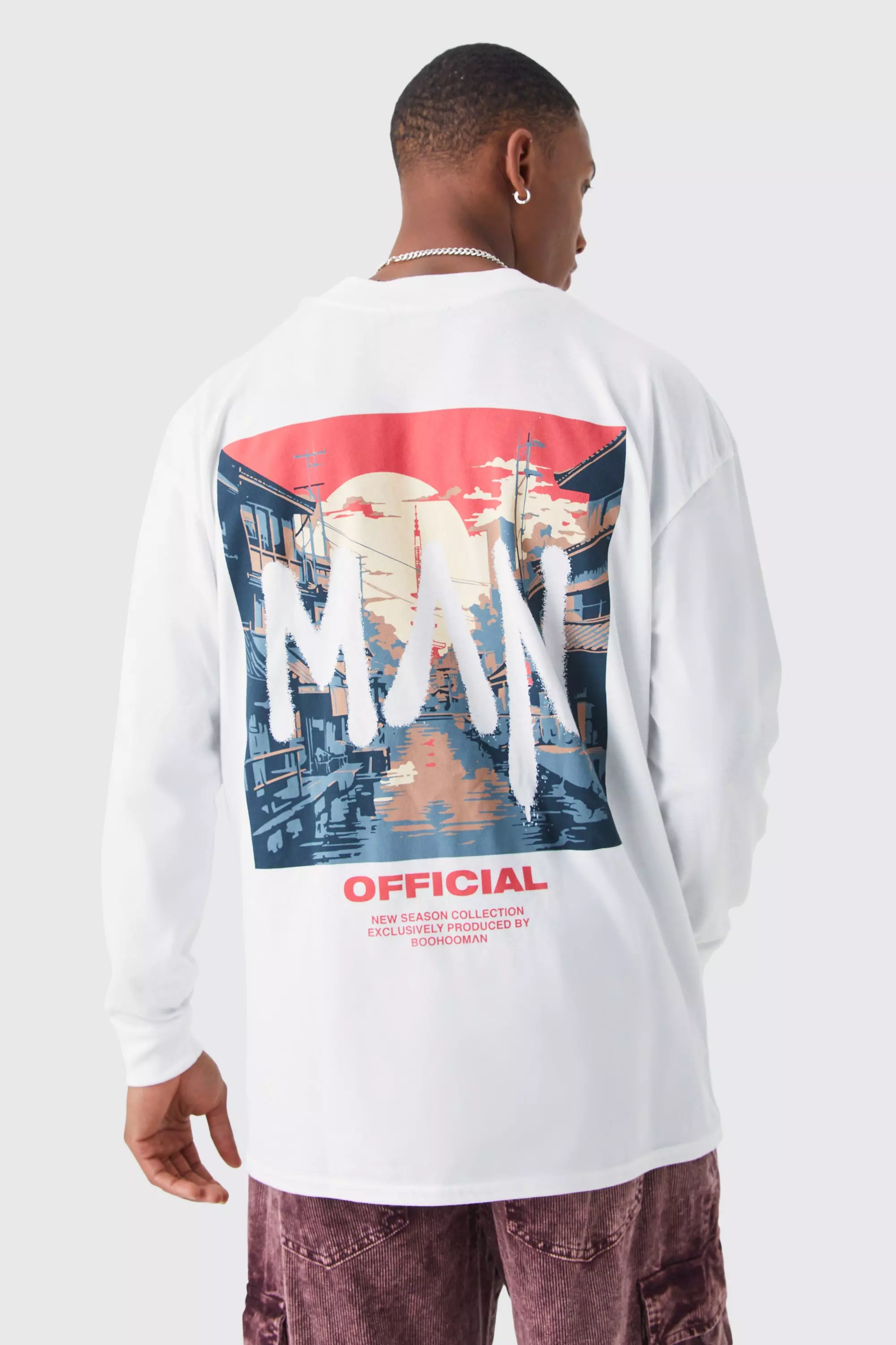 Oversized Long Sleeve Man Graphic T-shirt