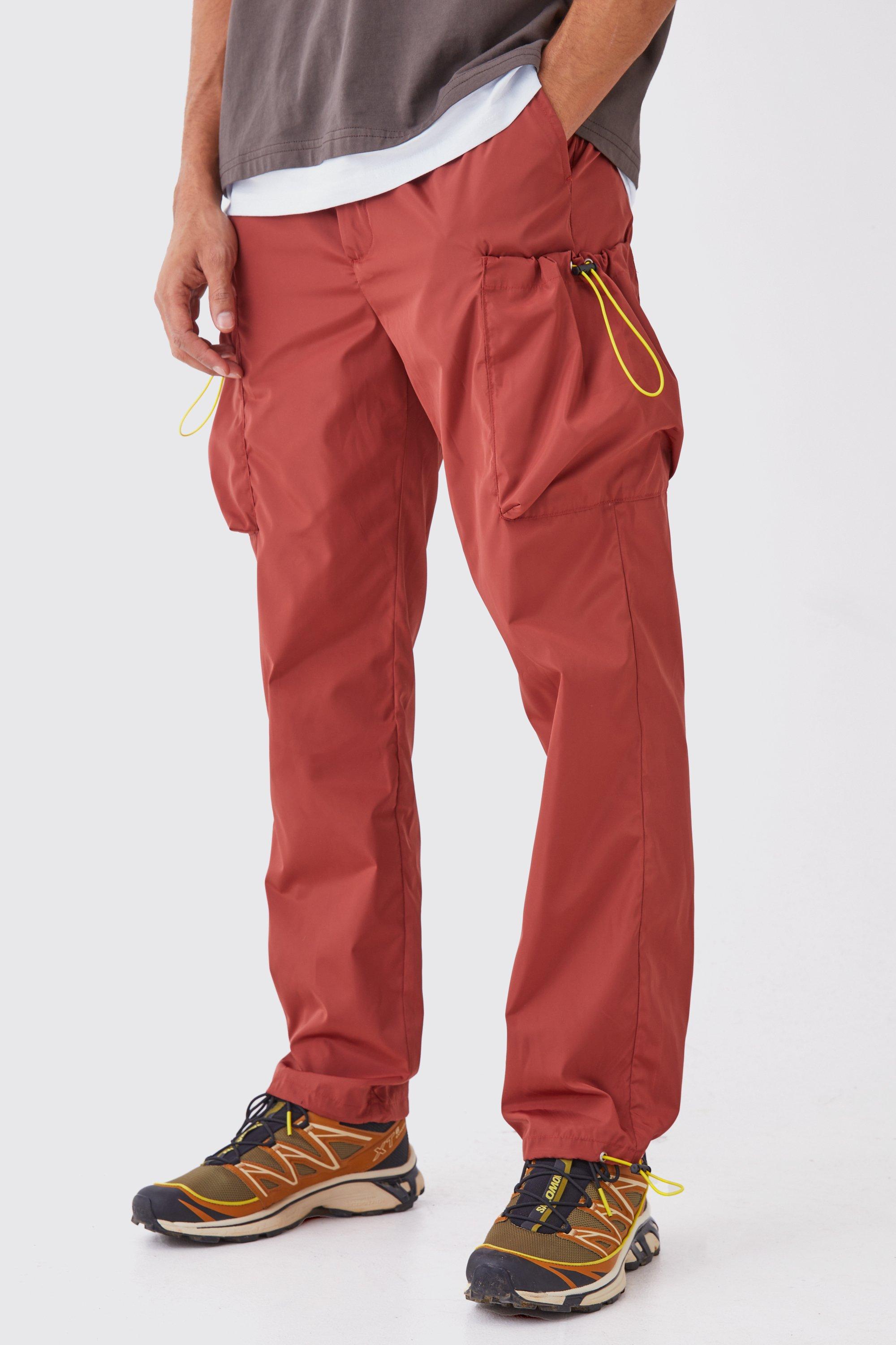 pantalon cargo droit en nylon homme - orange - 34r, orange