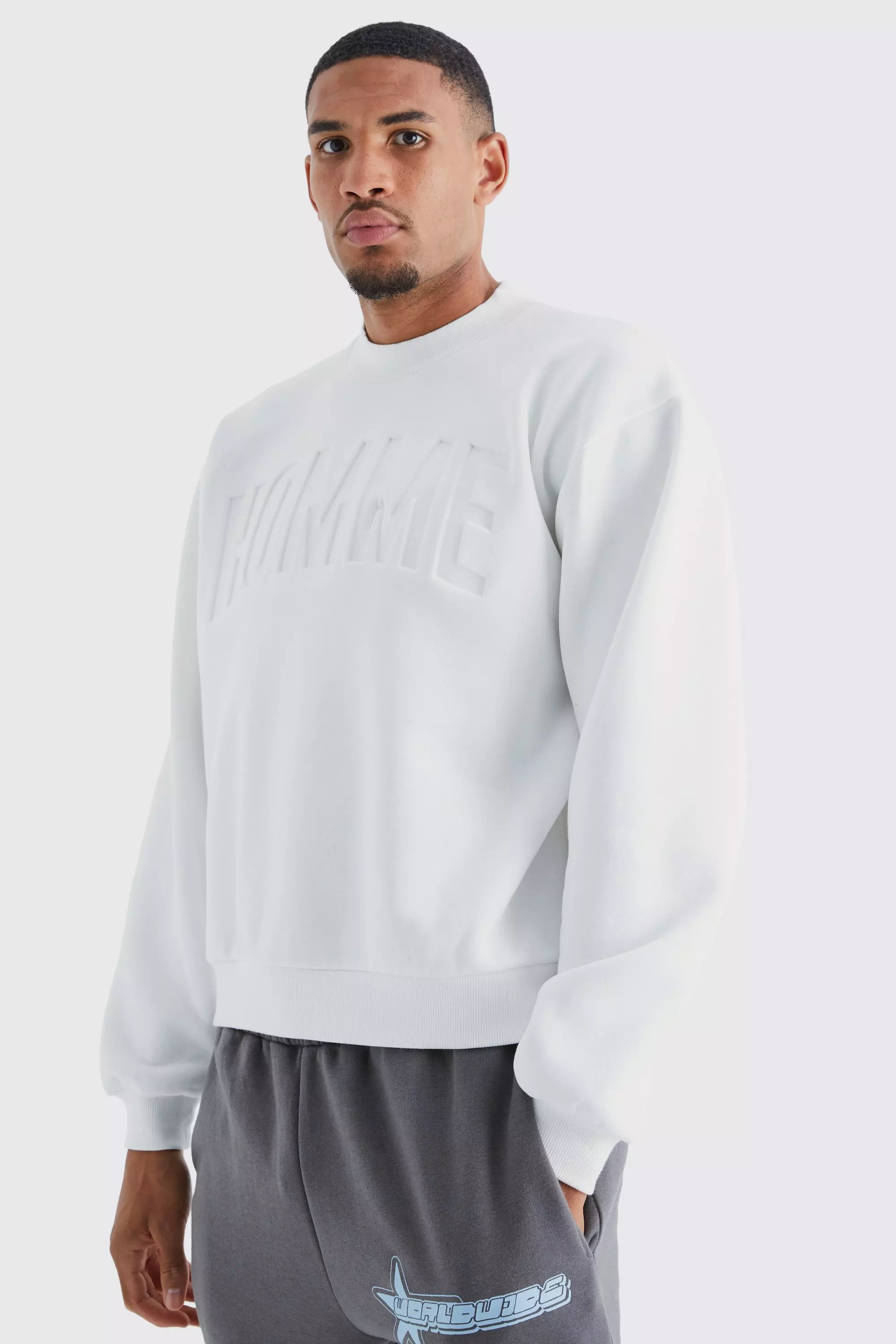 Tall Homme Oversized Debossed Sweatshirt