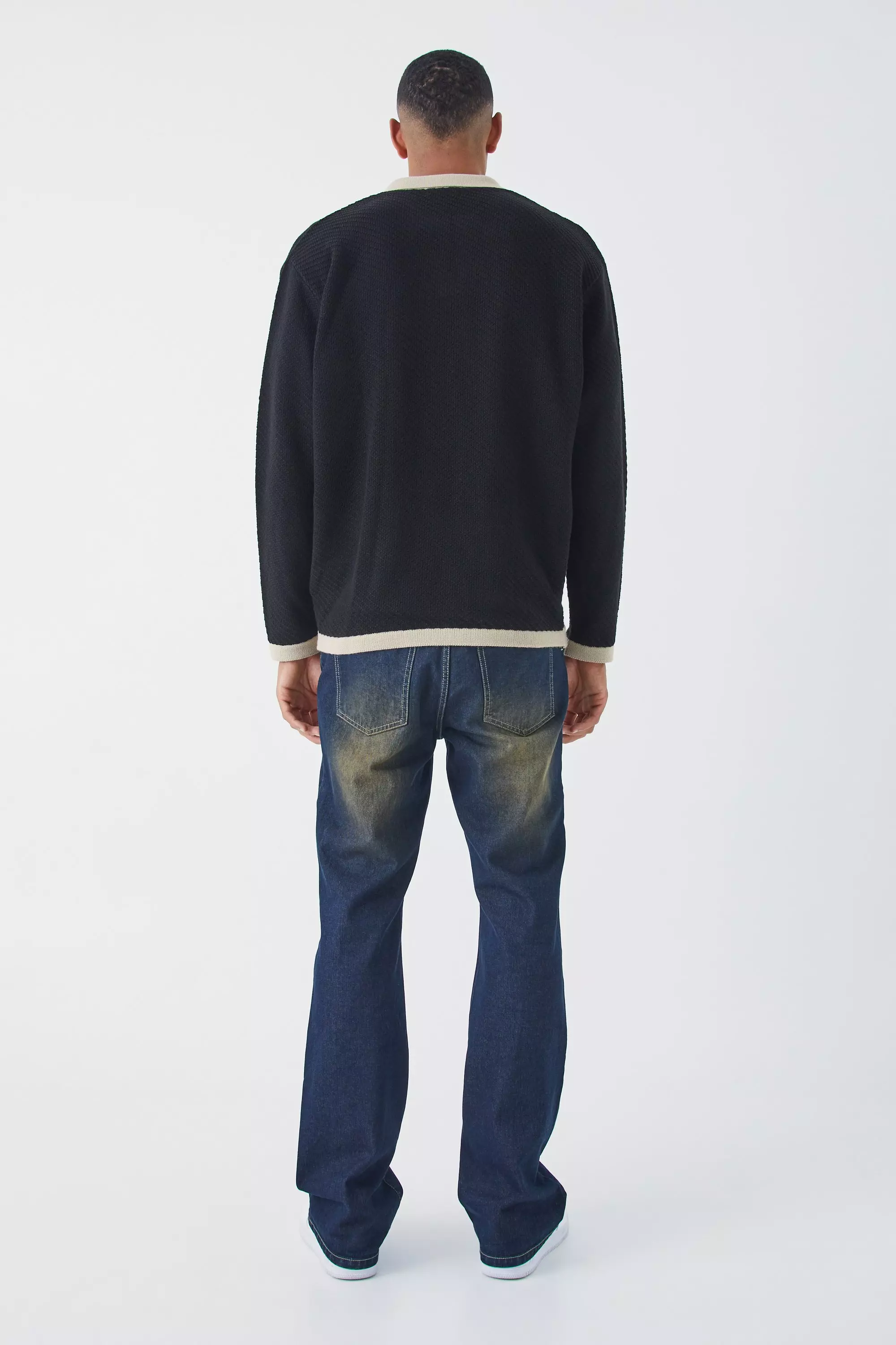 Contrast collar oversized sweatshirt clearance