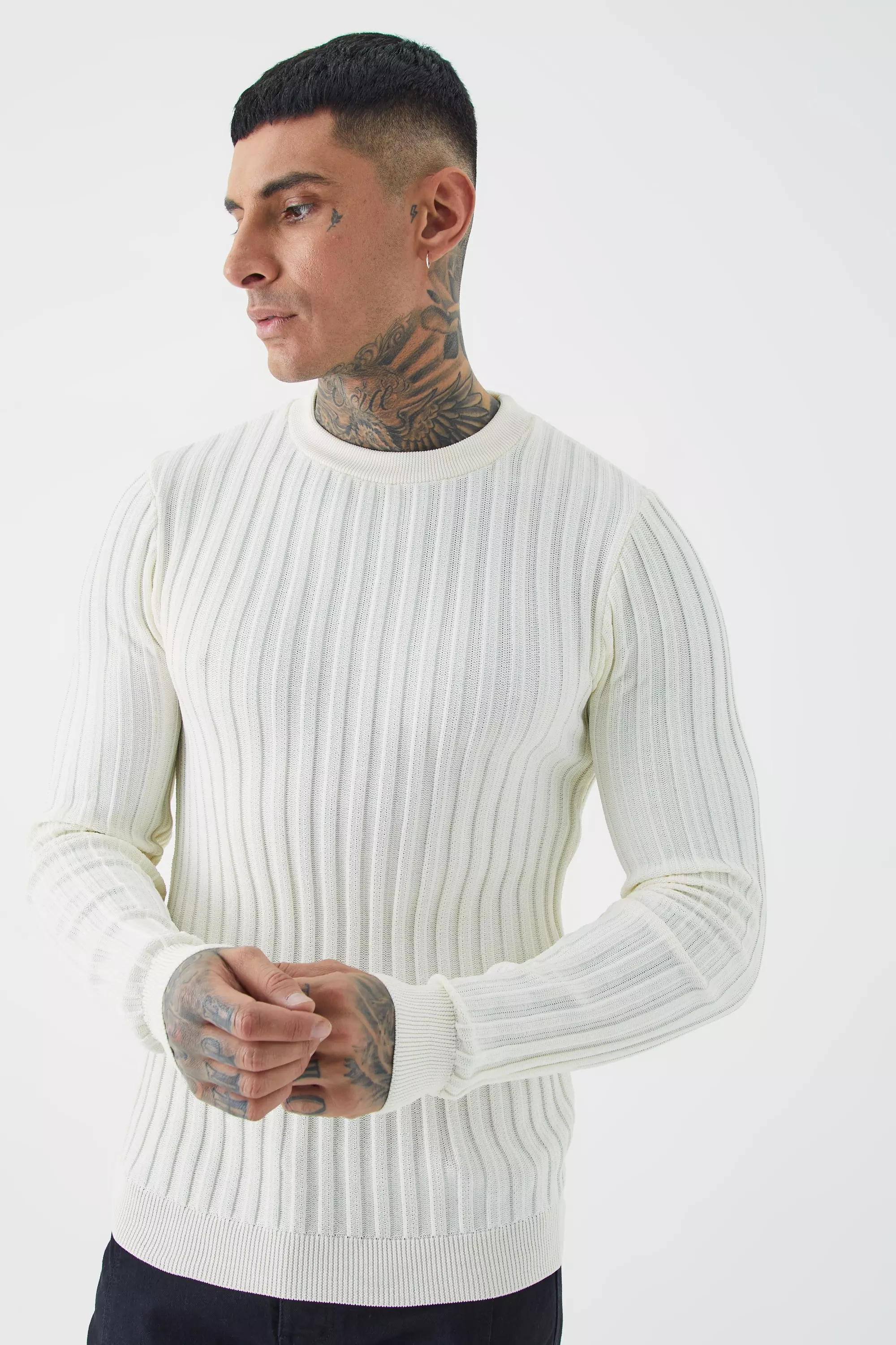 White muscle fit jumper sale