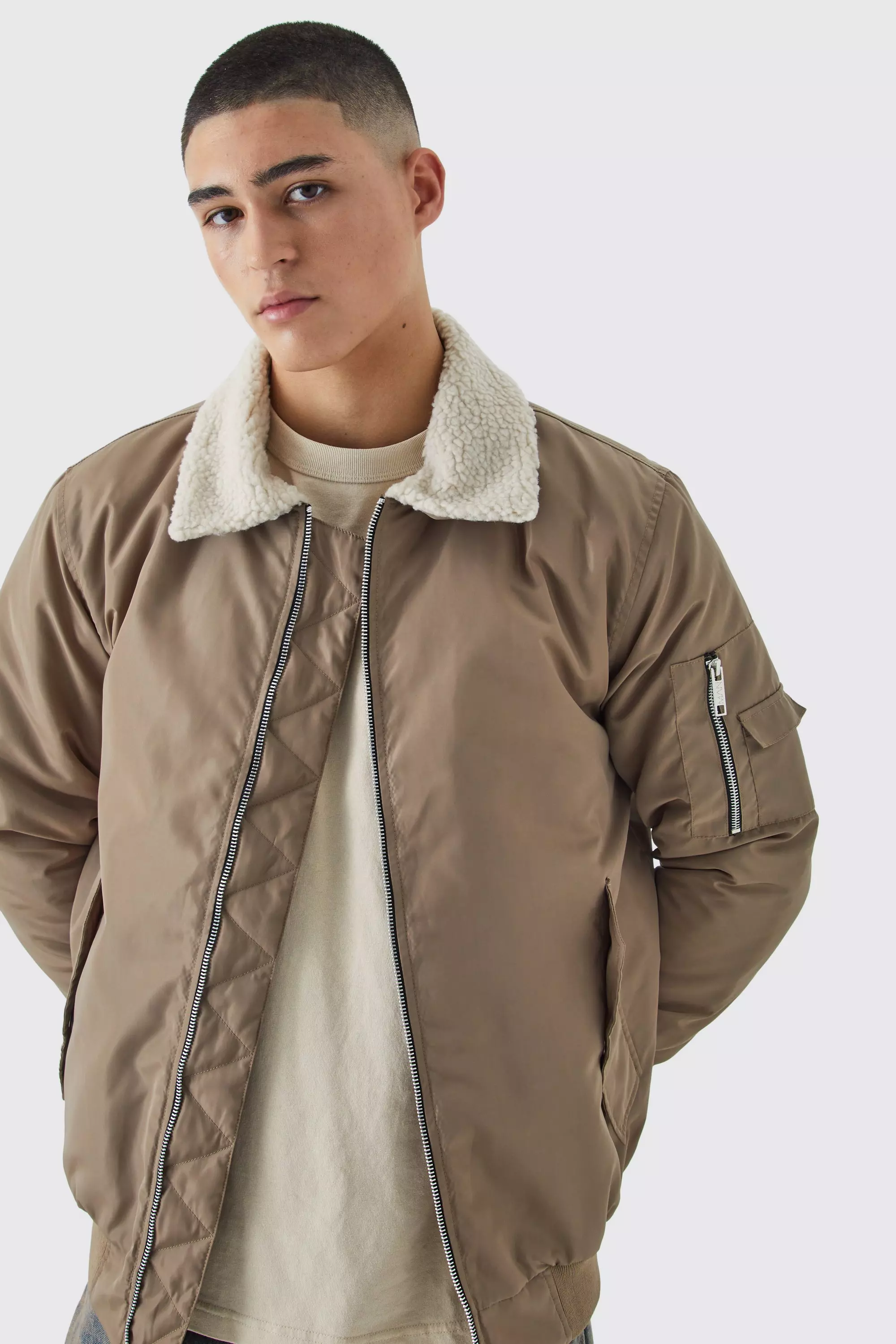 Borg collar clearance bomber jacket