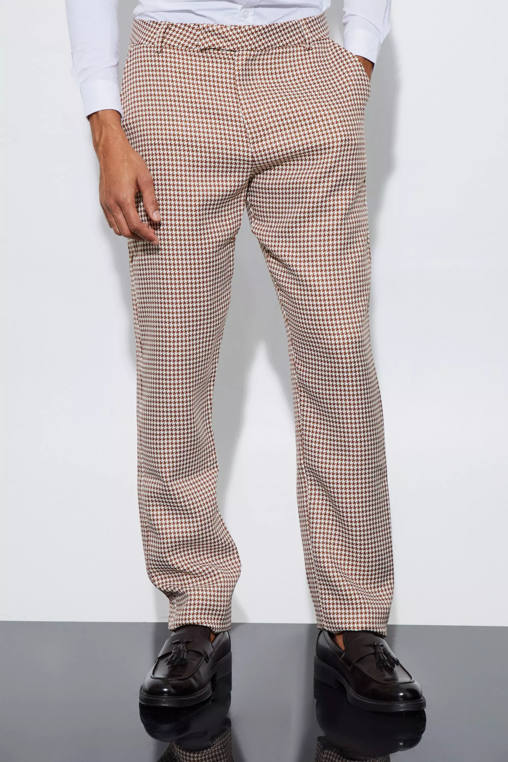 Boucle Houndstooth Straight Fit Trousers
