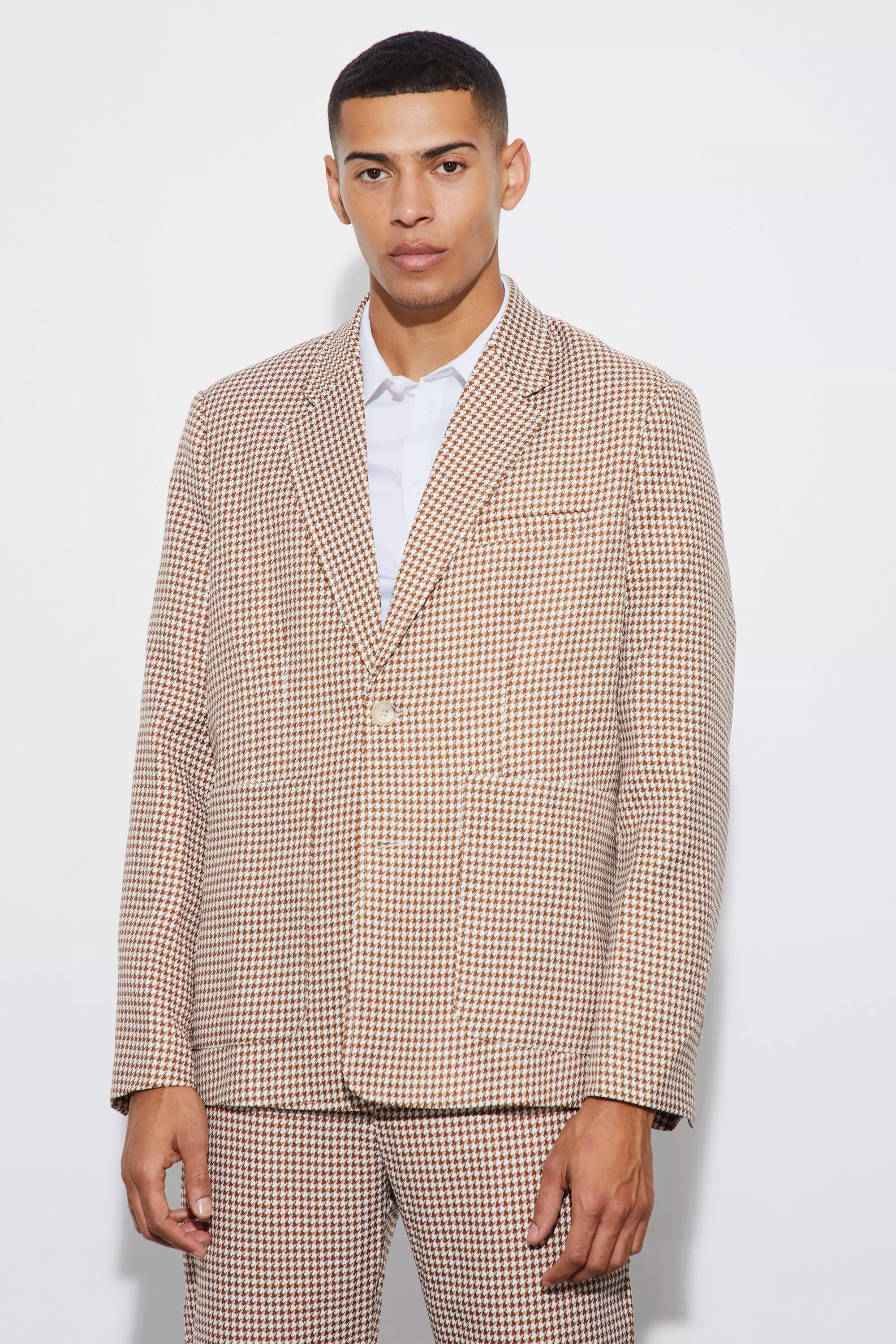 Oversized houndstooth outlet blazer