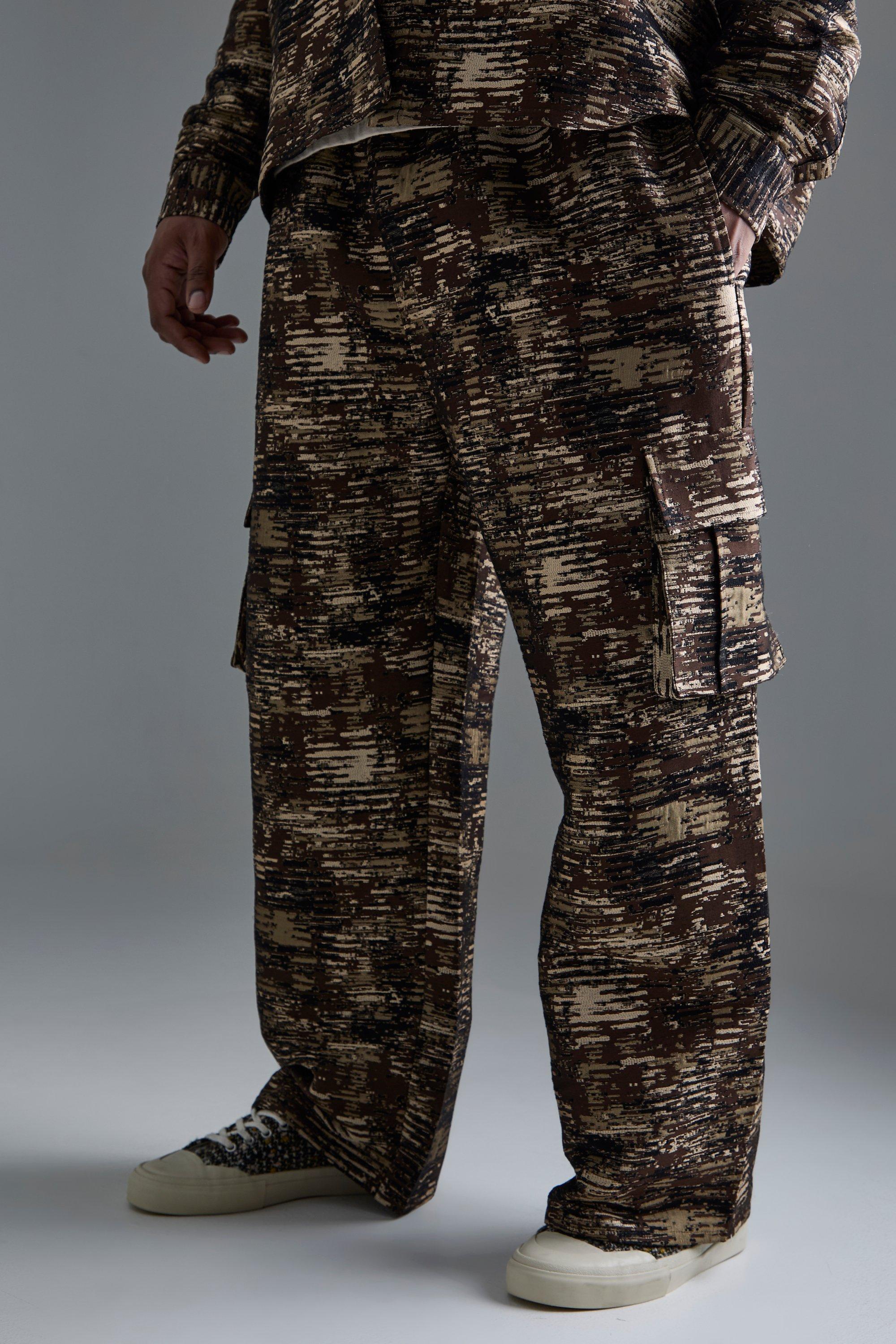 grande taille - pantalon cargo large à imprimé camouflage homme - pierre - xxxxl, pierre
