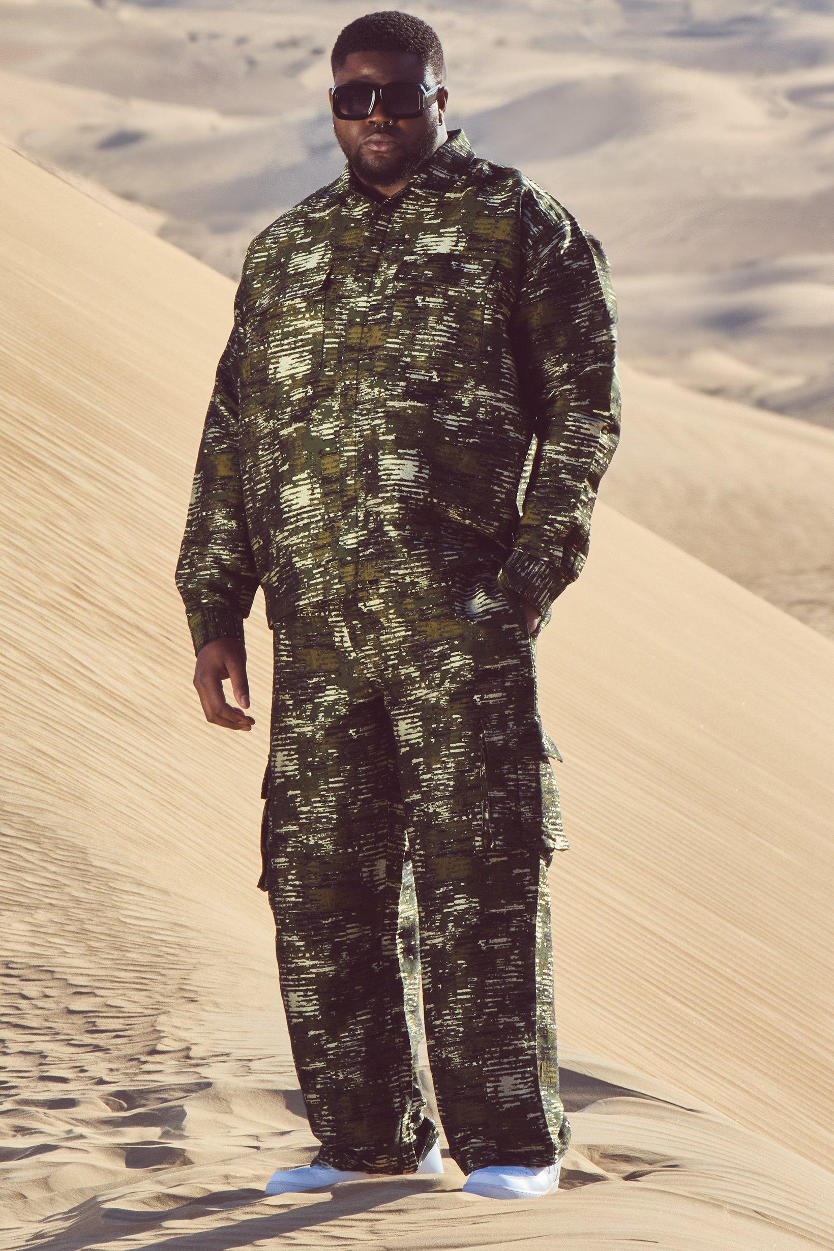 grande taille - pantalon cargo large à imprimé camouflage homme - xxl, camo
