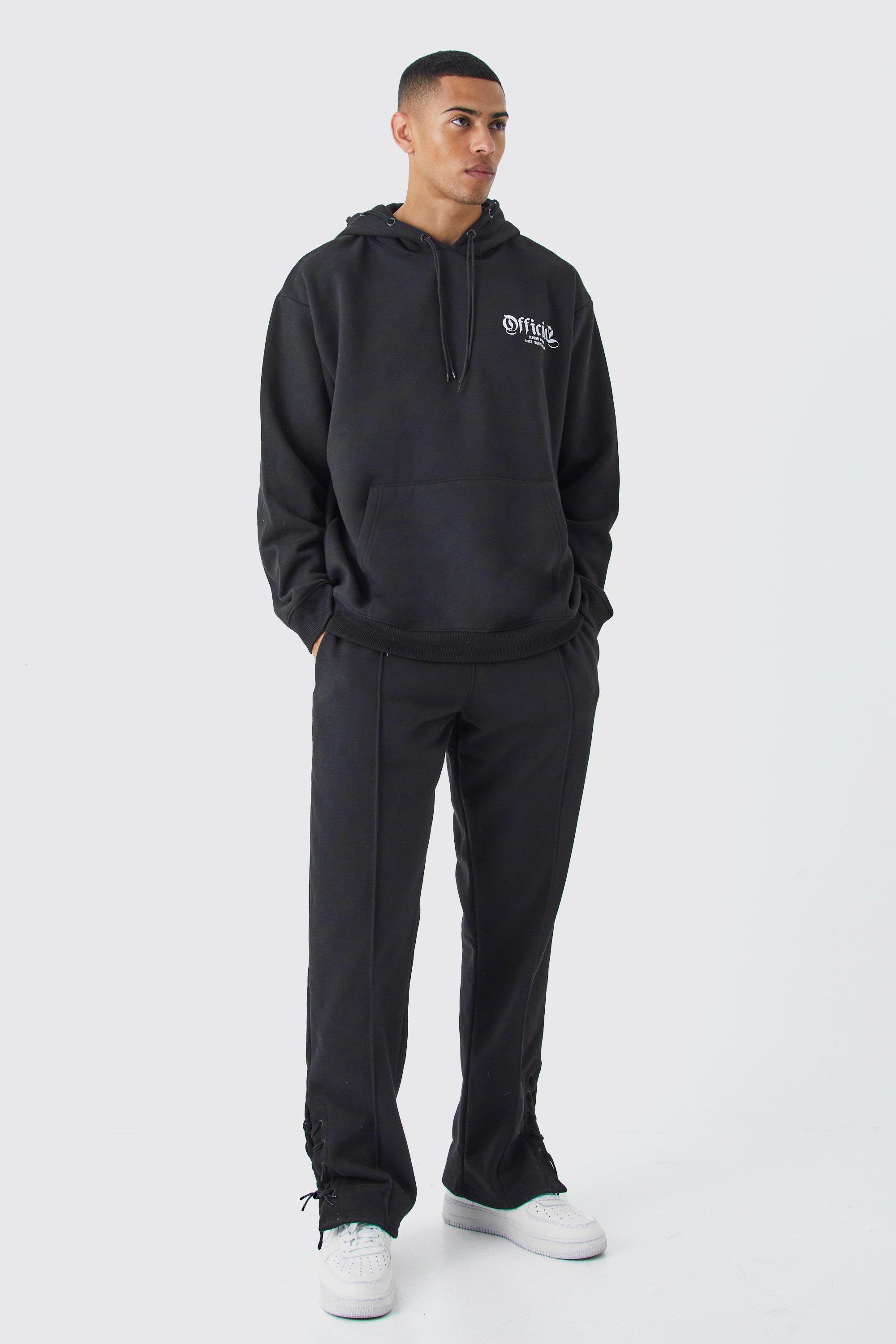 Mens Black Official Oversized Drawcord Detail Tracksuit, Black