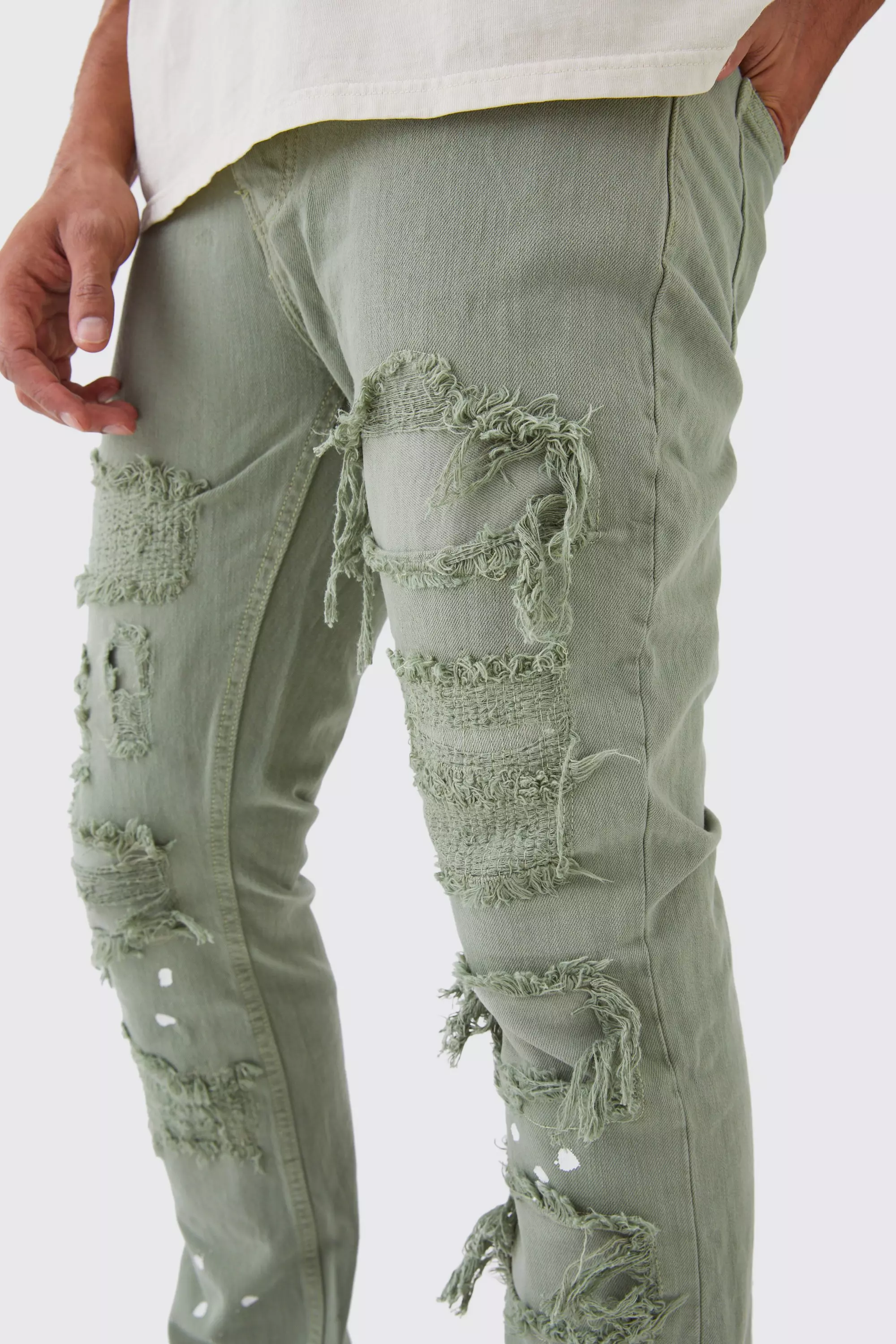 Bleached best sale ripped jeans