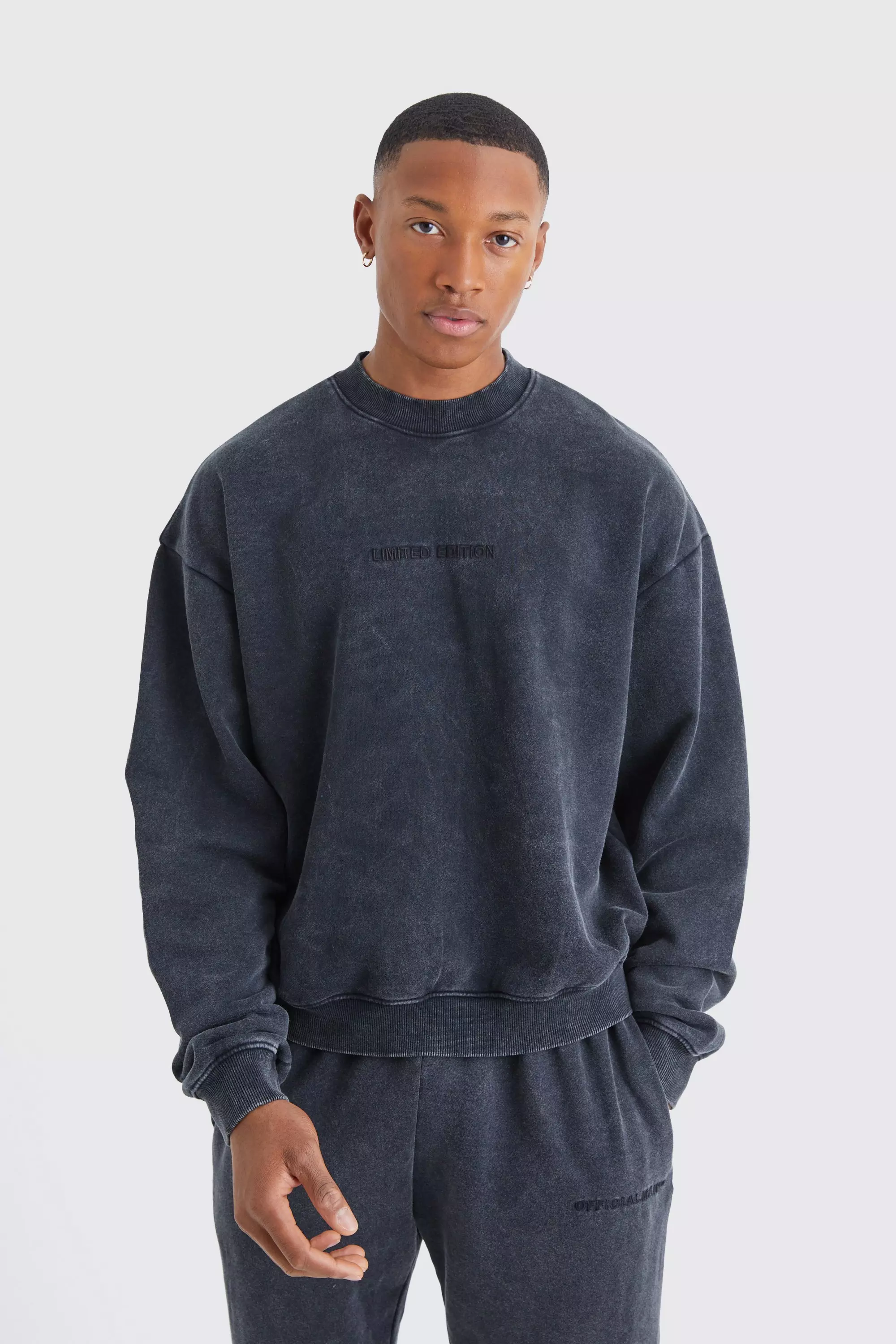 Oversized Limited Boxy Acid Wash Sweatshirt boohooMAN USA