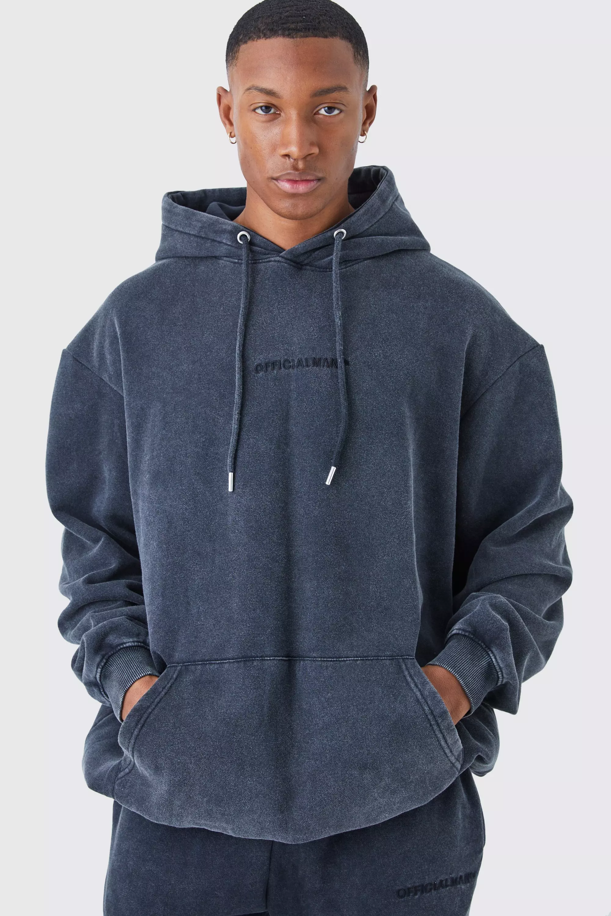 Washed dark grey online hoodie