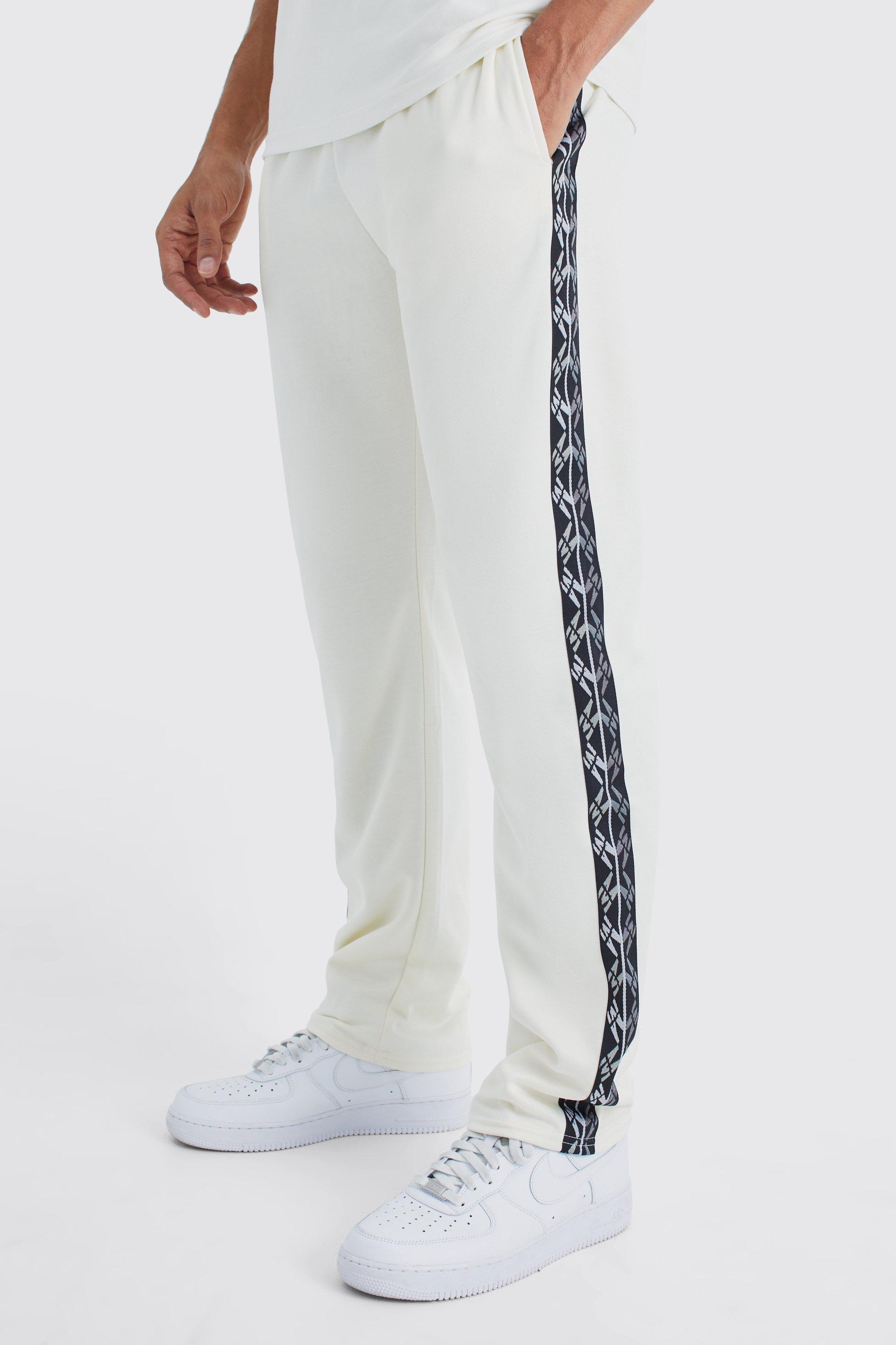 Image of Pantaloni tuta Regular Fit in tricot con striscia laterale, Cream
