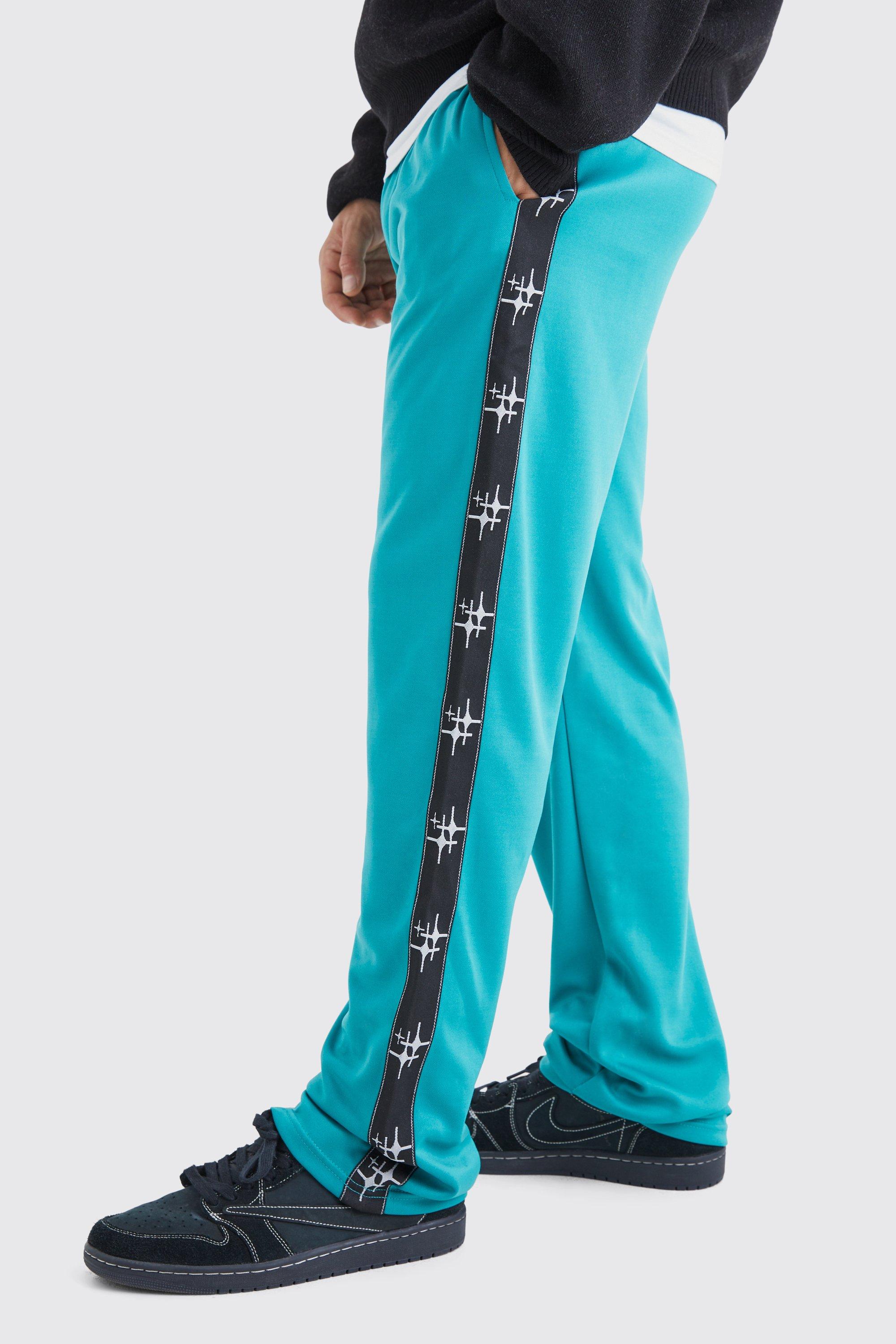 Image of Pantaloni tuta oversize in tricot con striscia laterale, Verde