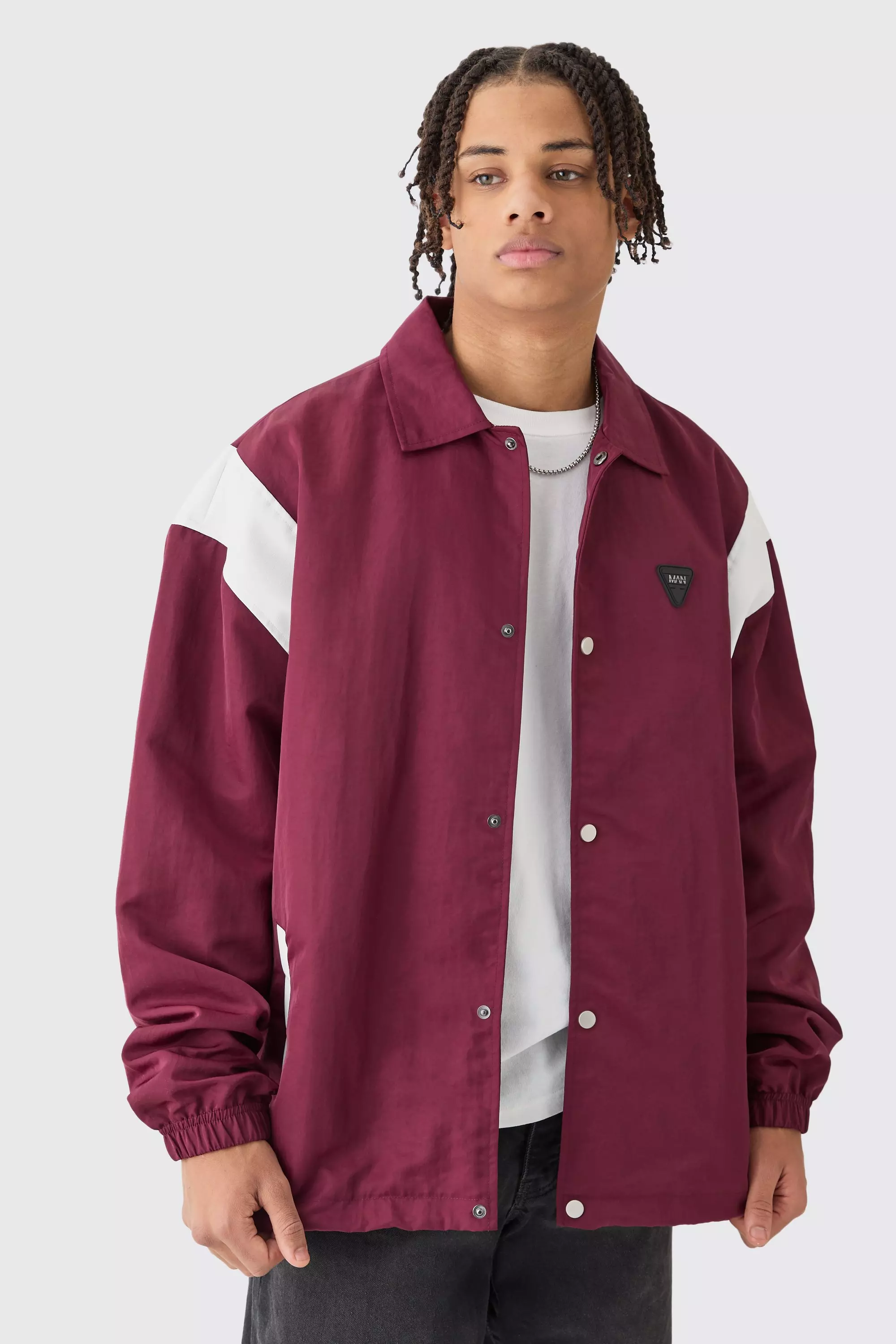 Oversized Pu Panel Nylon Jacket