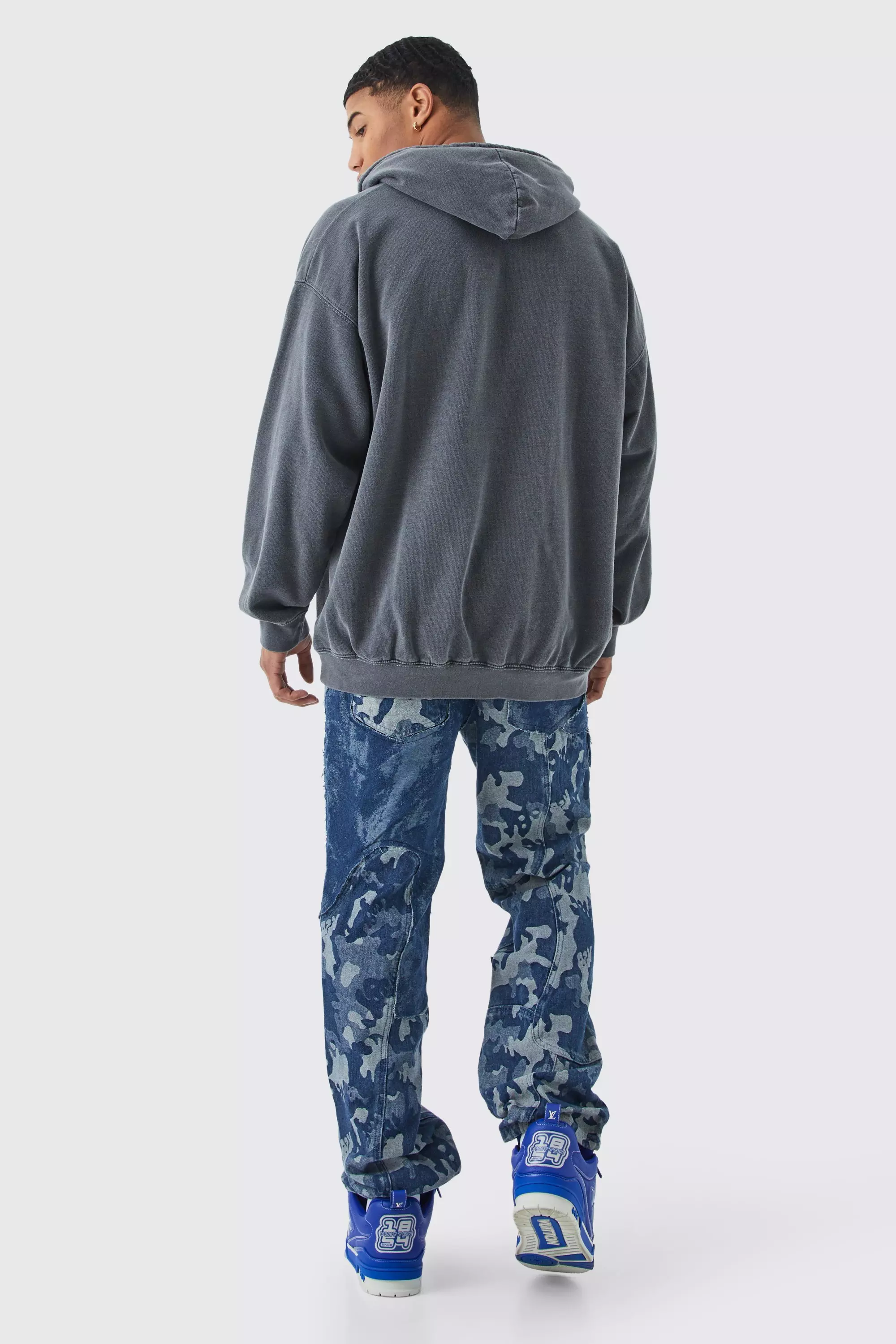 Oversized Biggie Wash License Hoodie boohooMAN USA