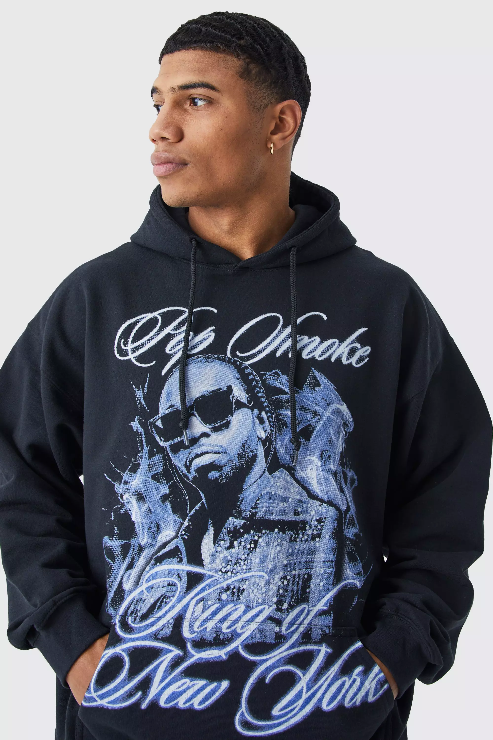 Oversized Pop Smoke License Hoodie boohooMAN USA