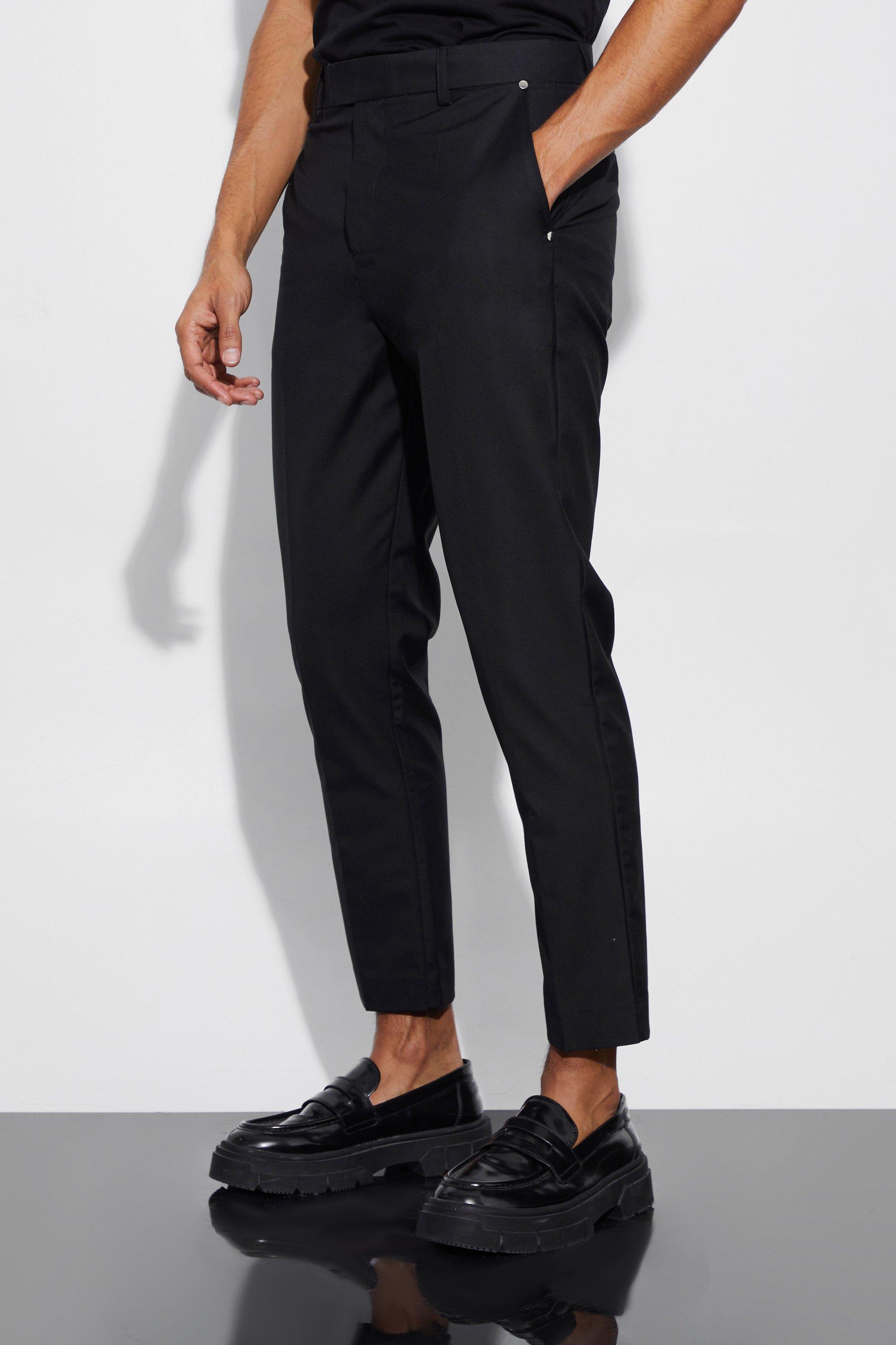 Mens Black Tapered Fit Tailored Trousers, Black