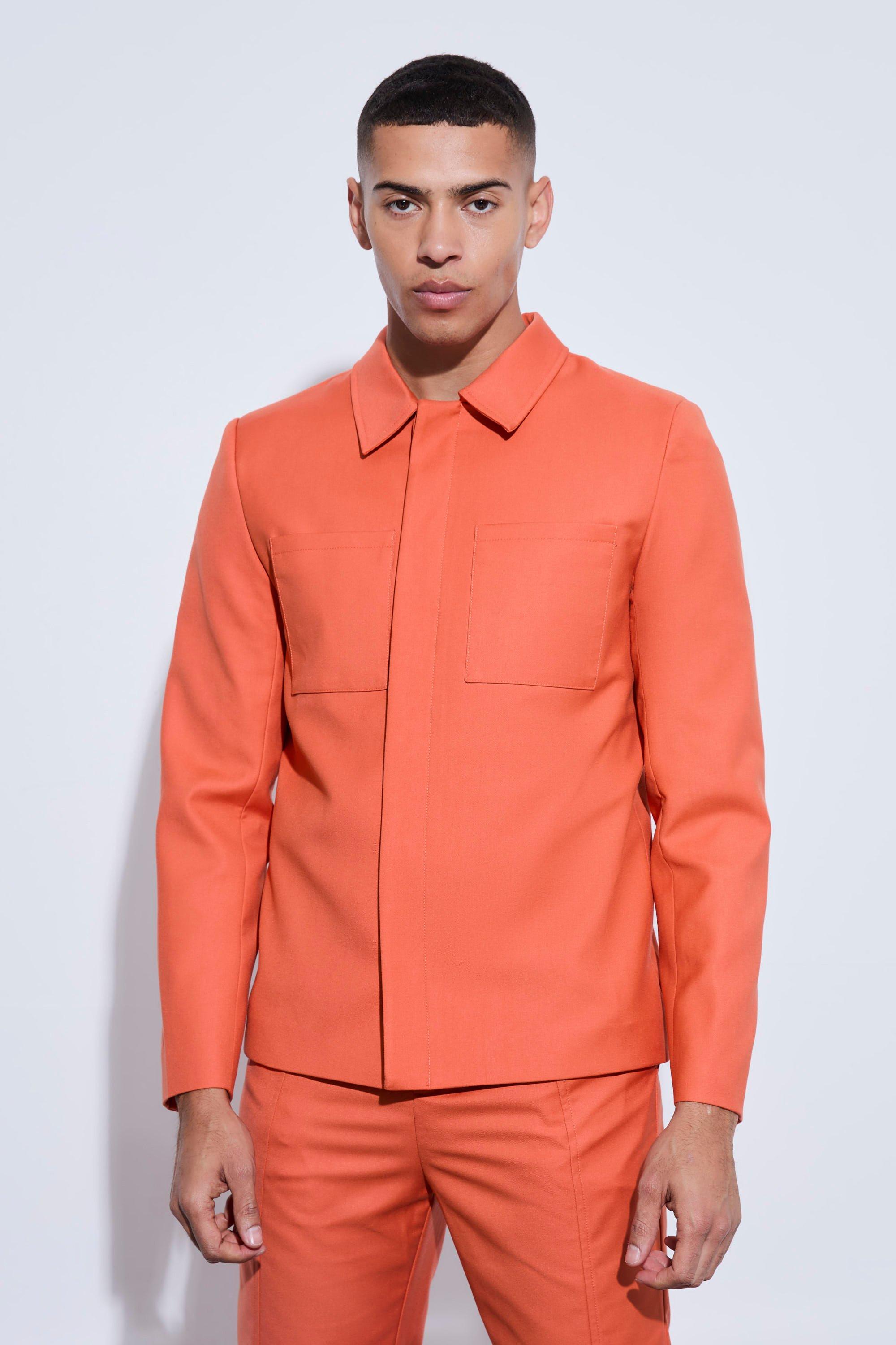 Mens Orange Tailored Harrington Jacket, Orange