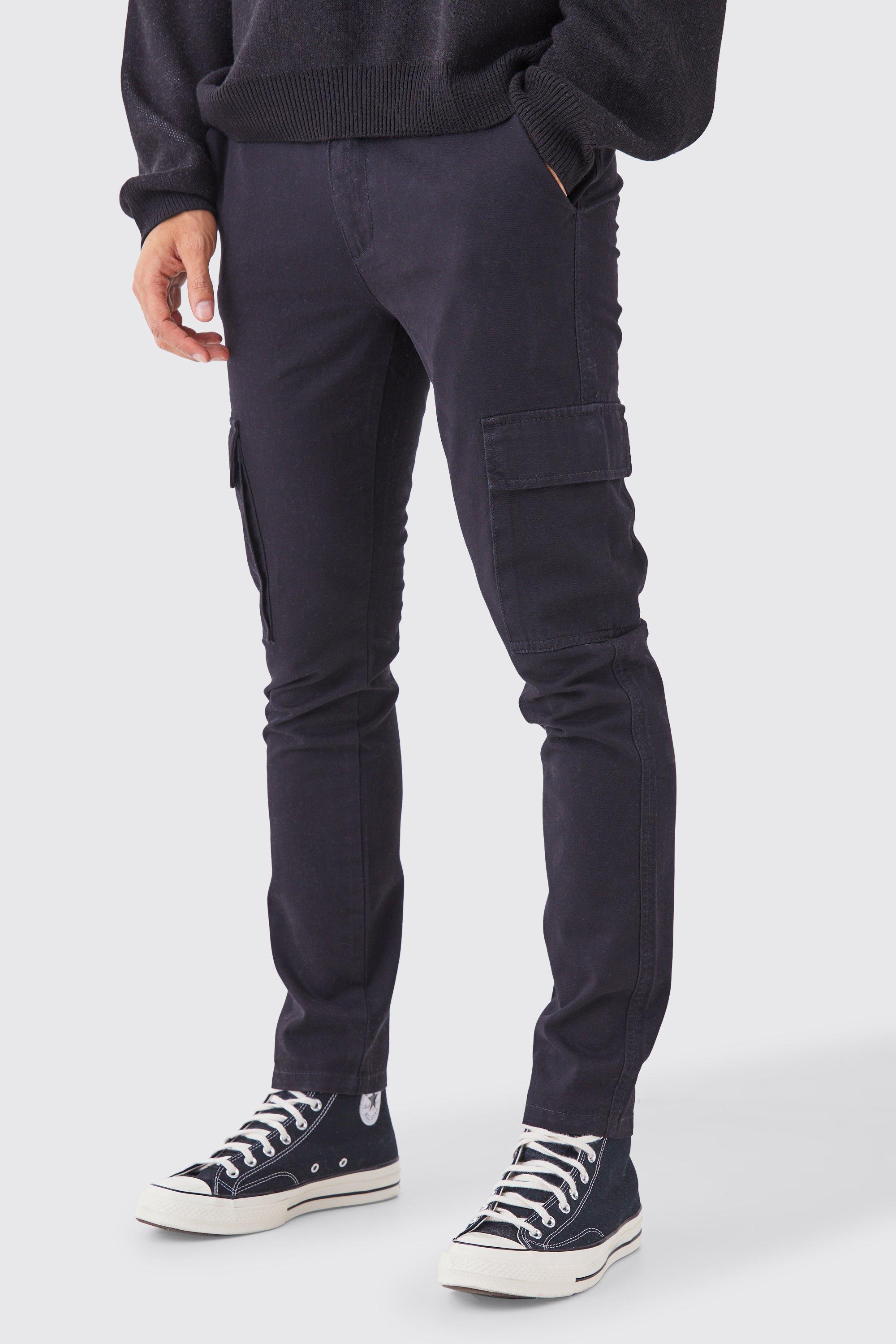pantalon cargo skinny homme - noir - s, noir