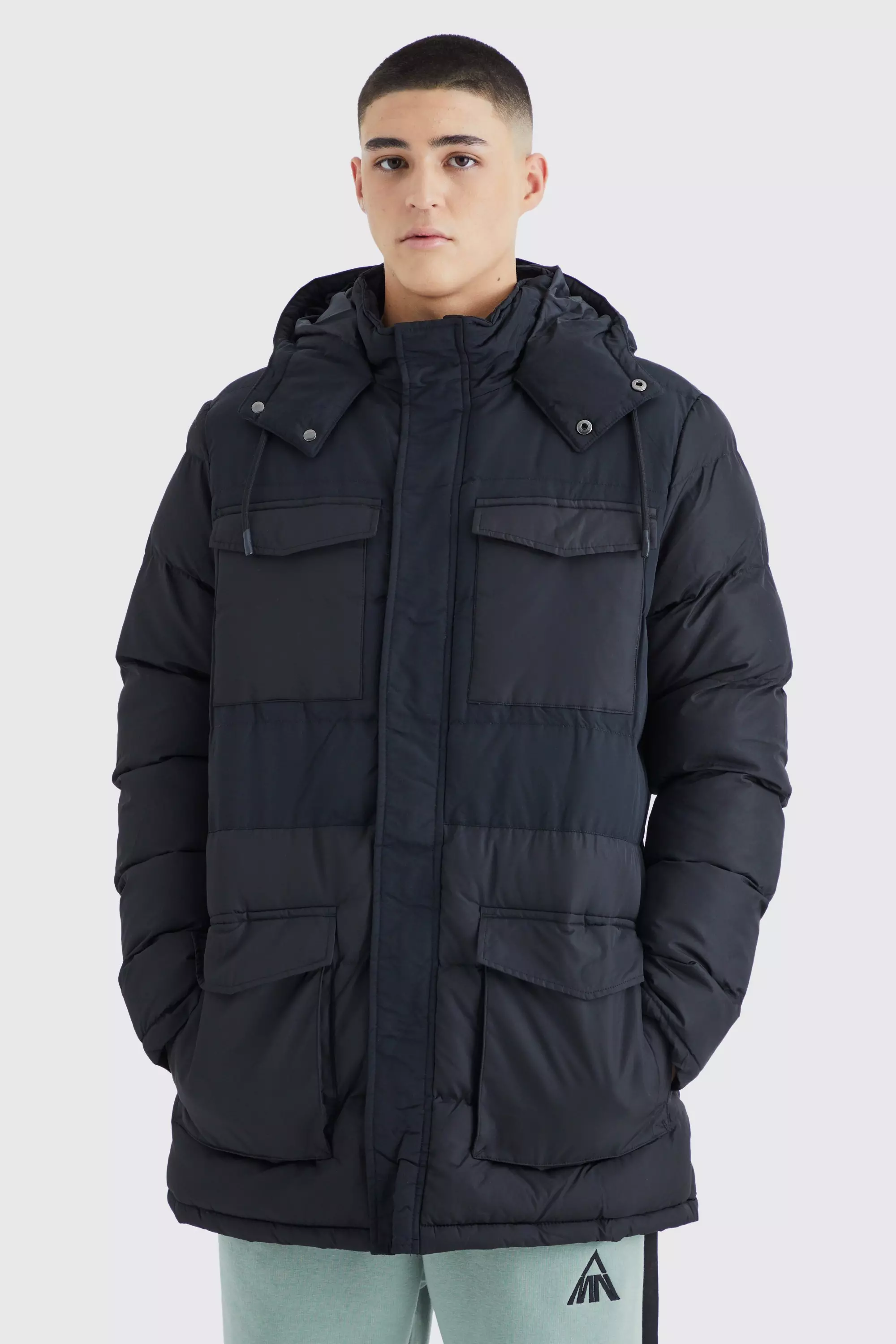 3d Pocket Parka With Hood