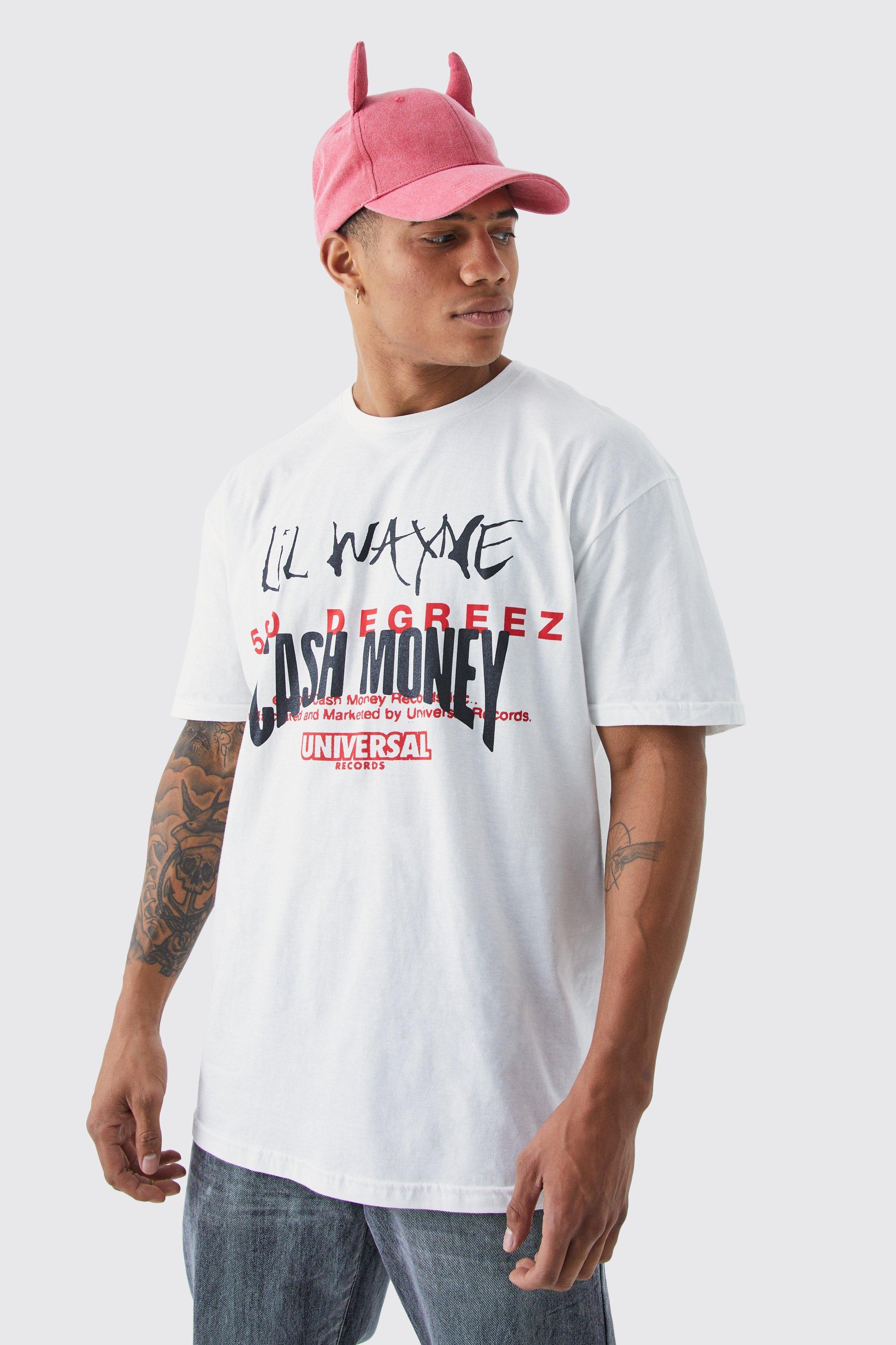 Mens White Oversized Lil Wayne Overdye License T-shirt, White