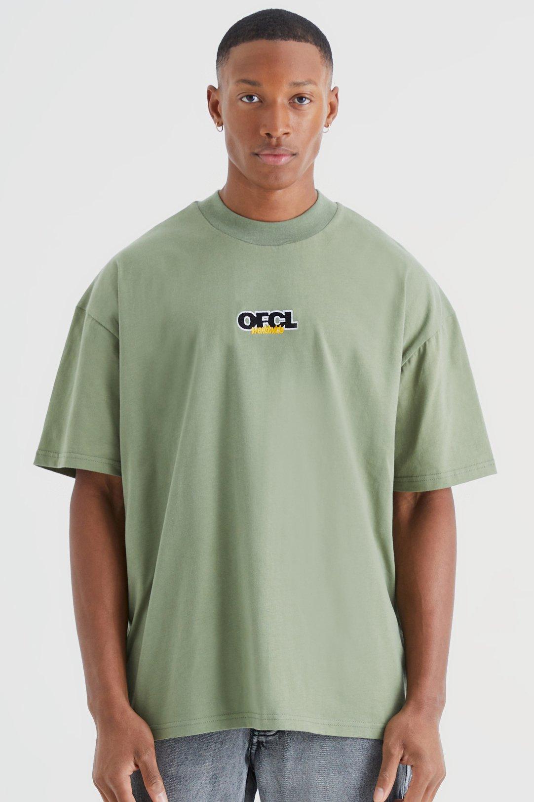 Mens Green Heavyweight Ofcl Oversized T-shirt, Green
