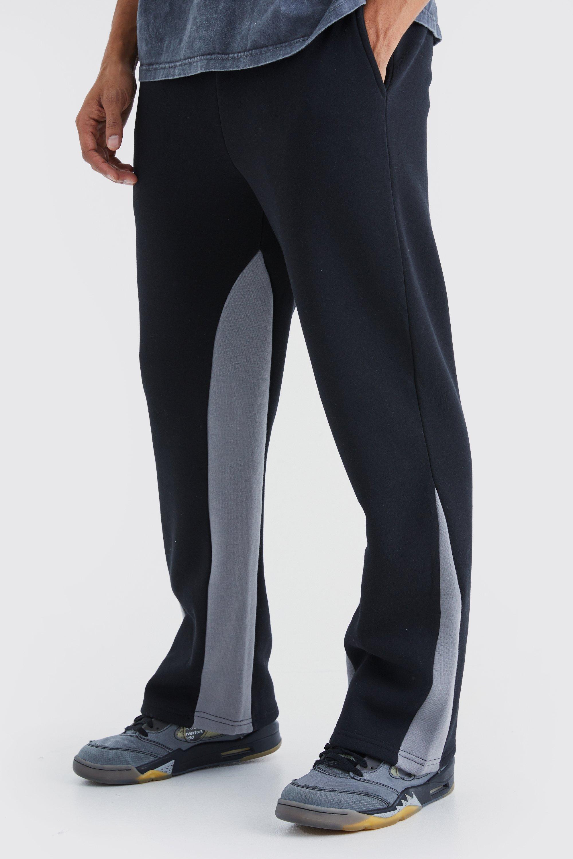Mens Black Regular Fit Double Gusset Joggers, Black