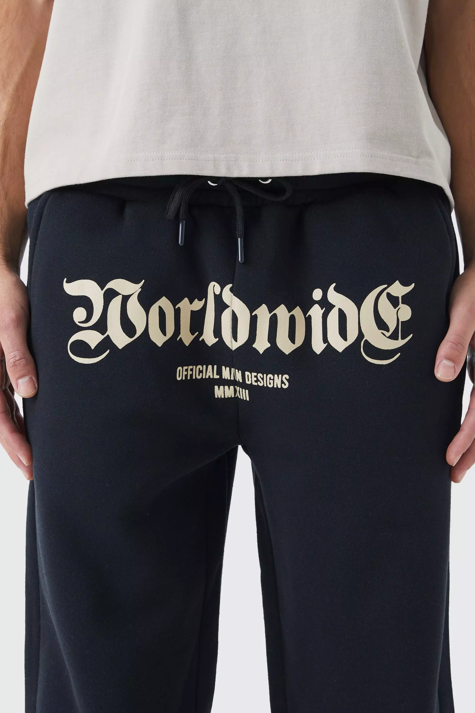 Worldwide Crotch Print Split Hem Gusset Sweatpants boohooMAN USA