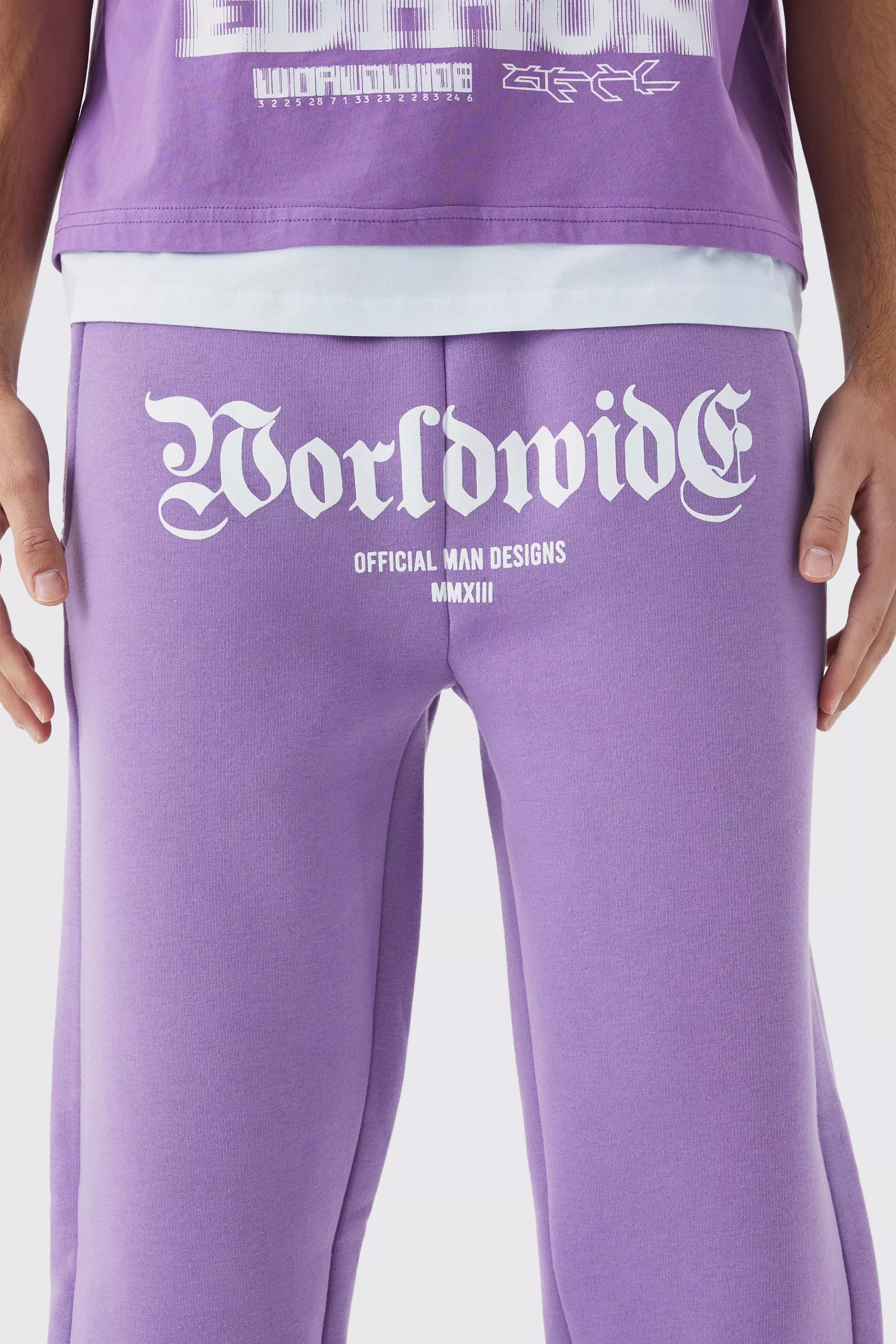 Worldwide Crotch Print Split Hem Gusset Sweatpants