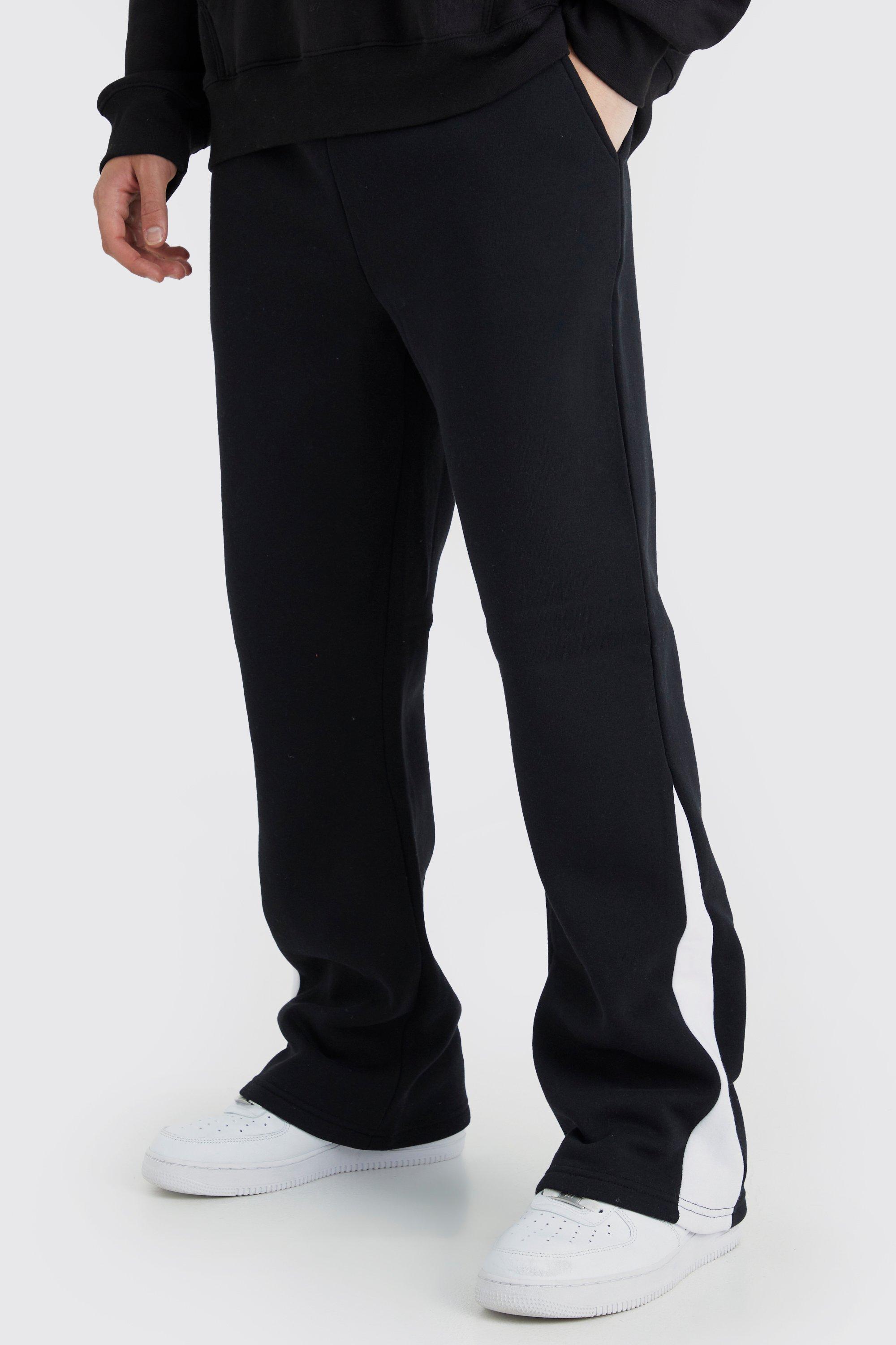 Mens Black Regular Fit Gusset Joggers, Black