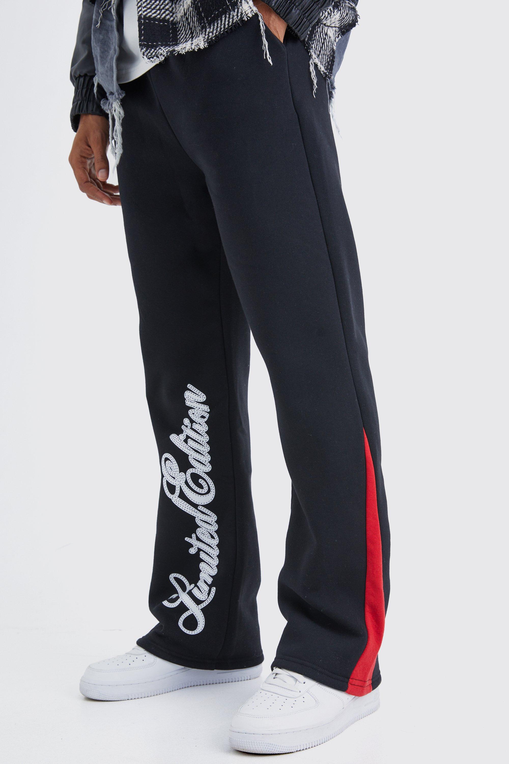 Image of Pantaloni tuta Limited Edition con inserti e scritta, Nero