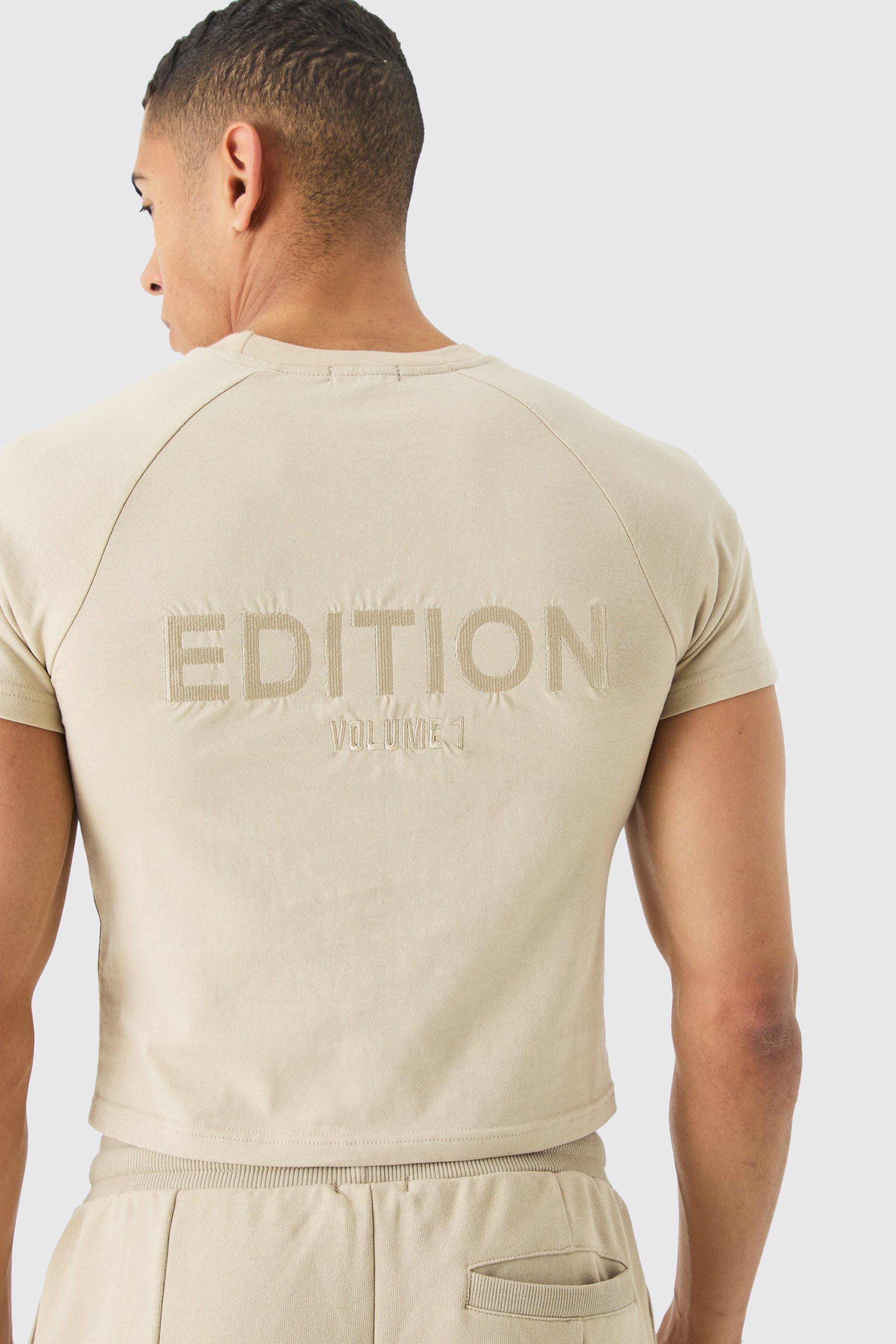 Image of T-shirt pesante EDITION ristretta con girocollo esteso, Beige