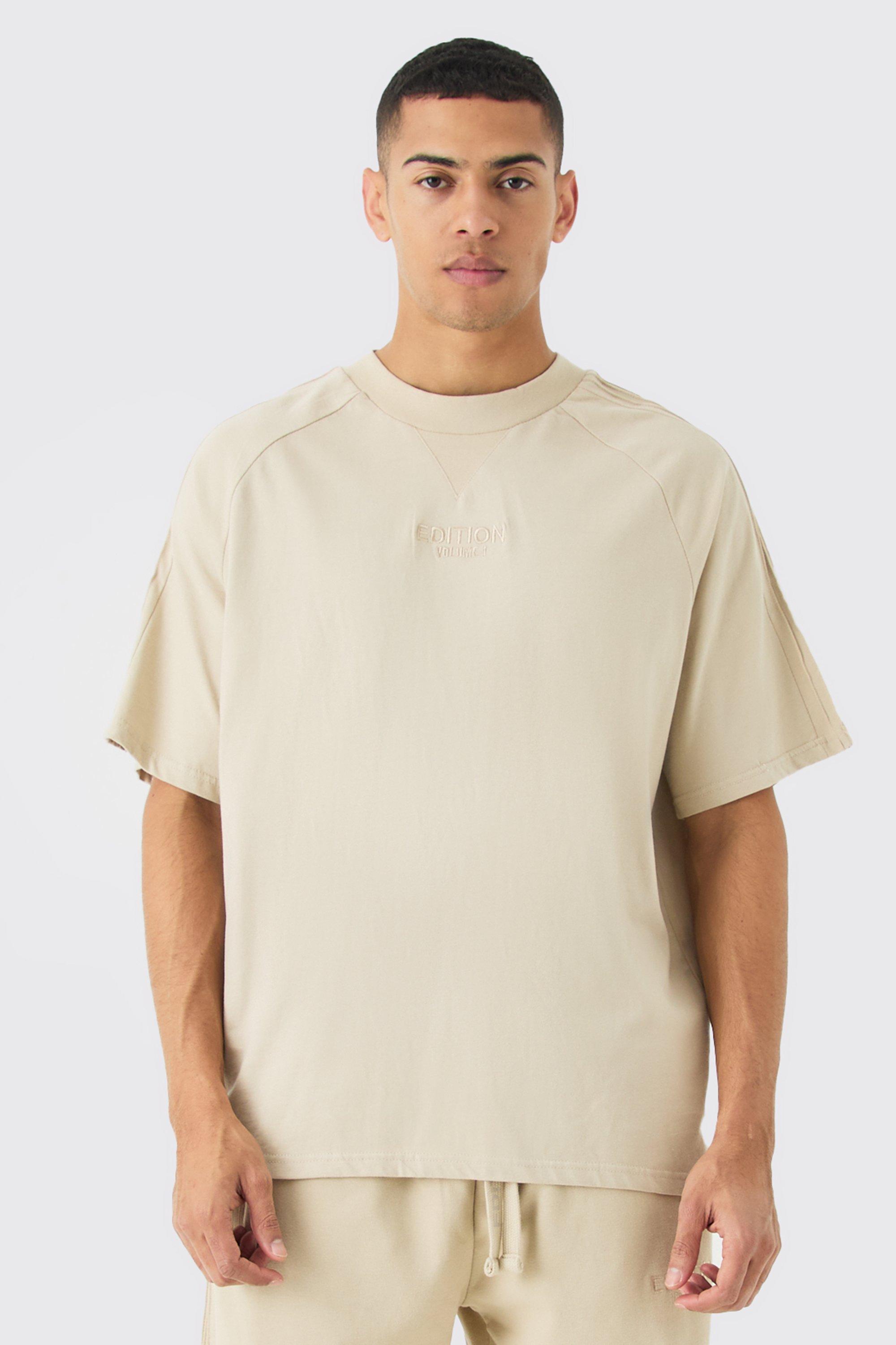 Image of T-shirt pesante oversize EDITION con nervature, Beige