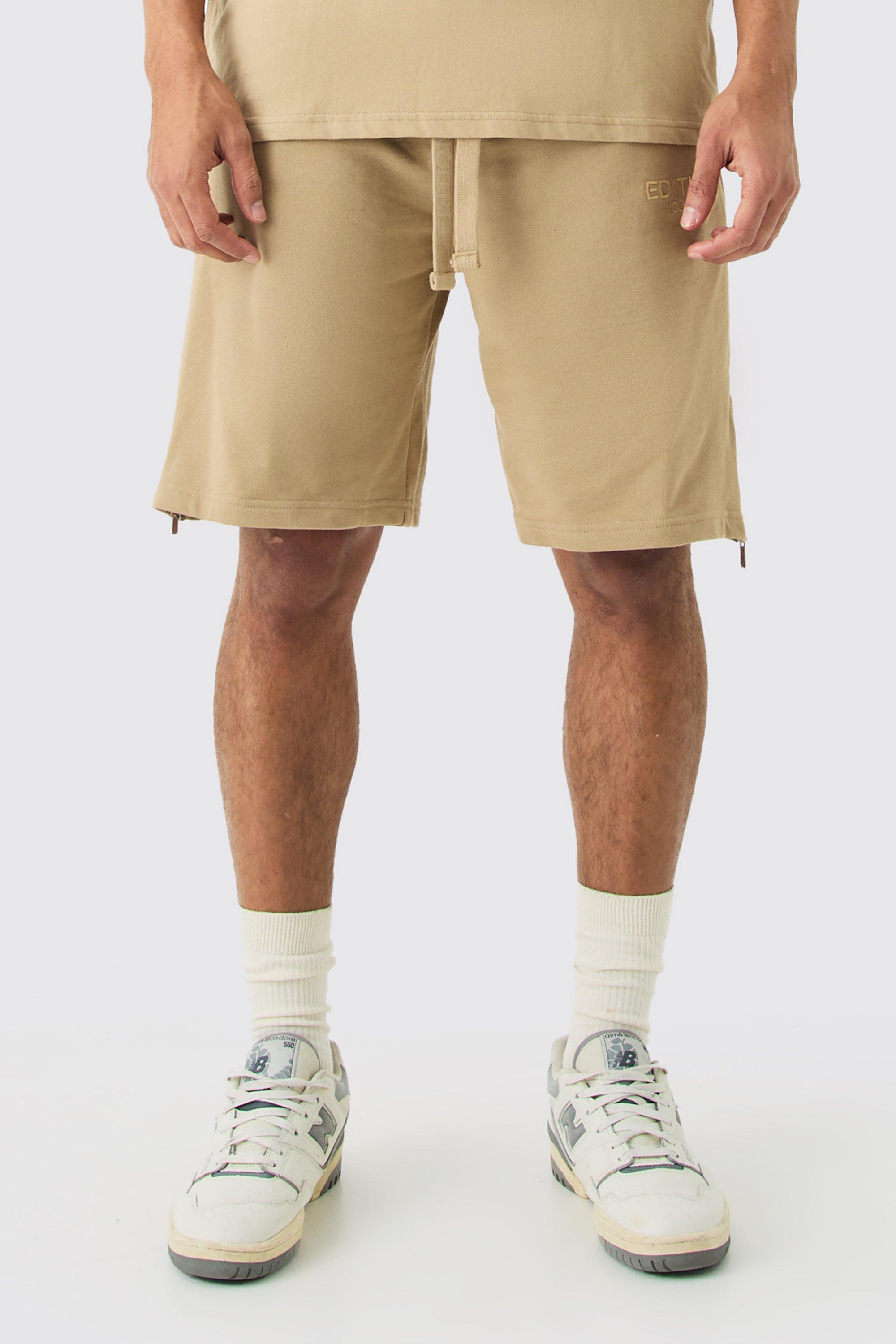 Image of Pantaloncini pesanti oversize EDITION con zip sul fondo, Beige