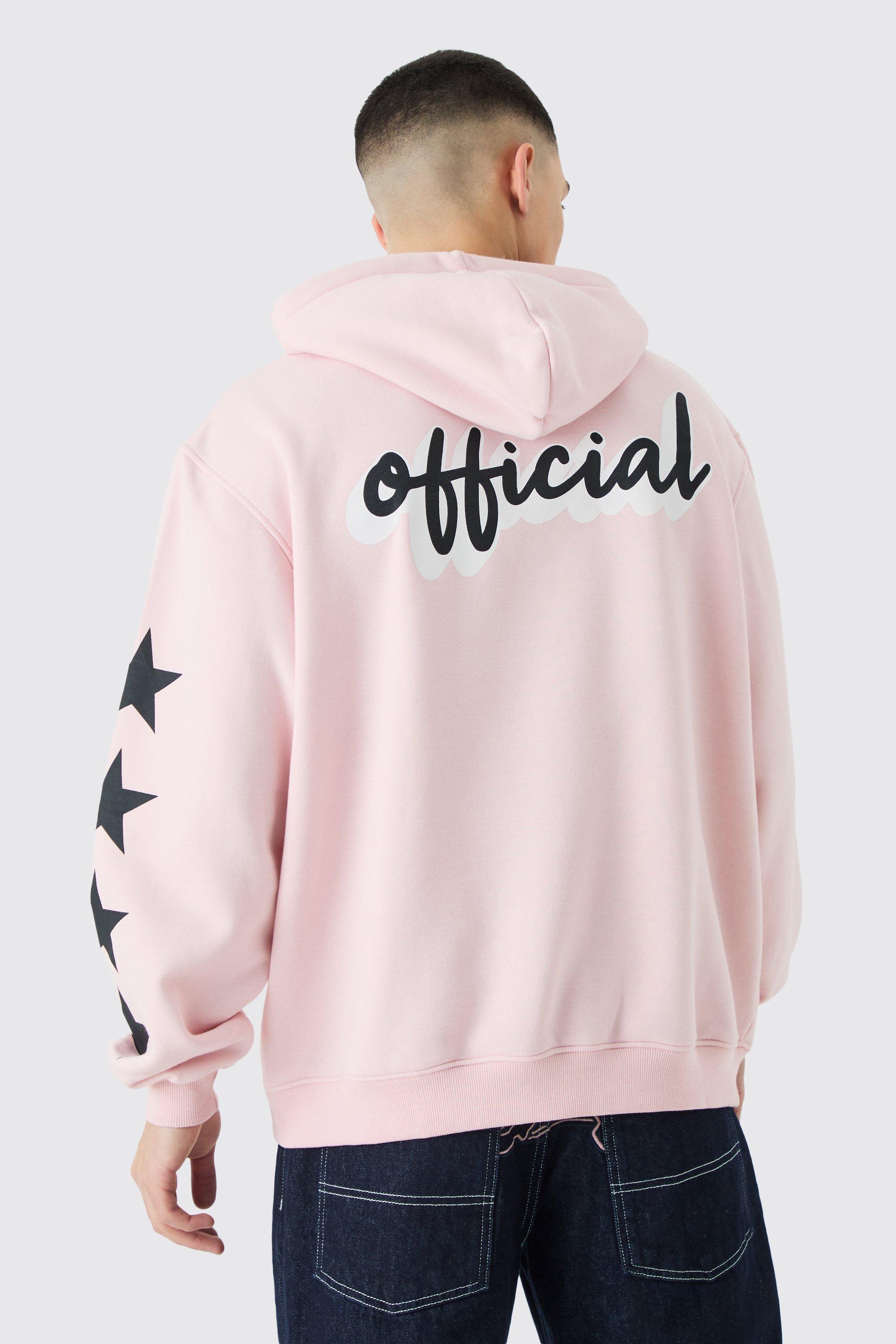 Mens Pink Official Oversized Star Print Hoodie, Pink