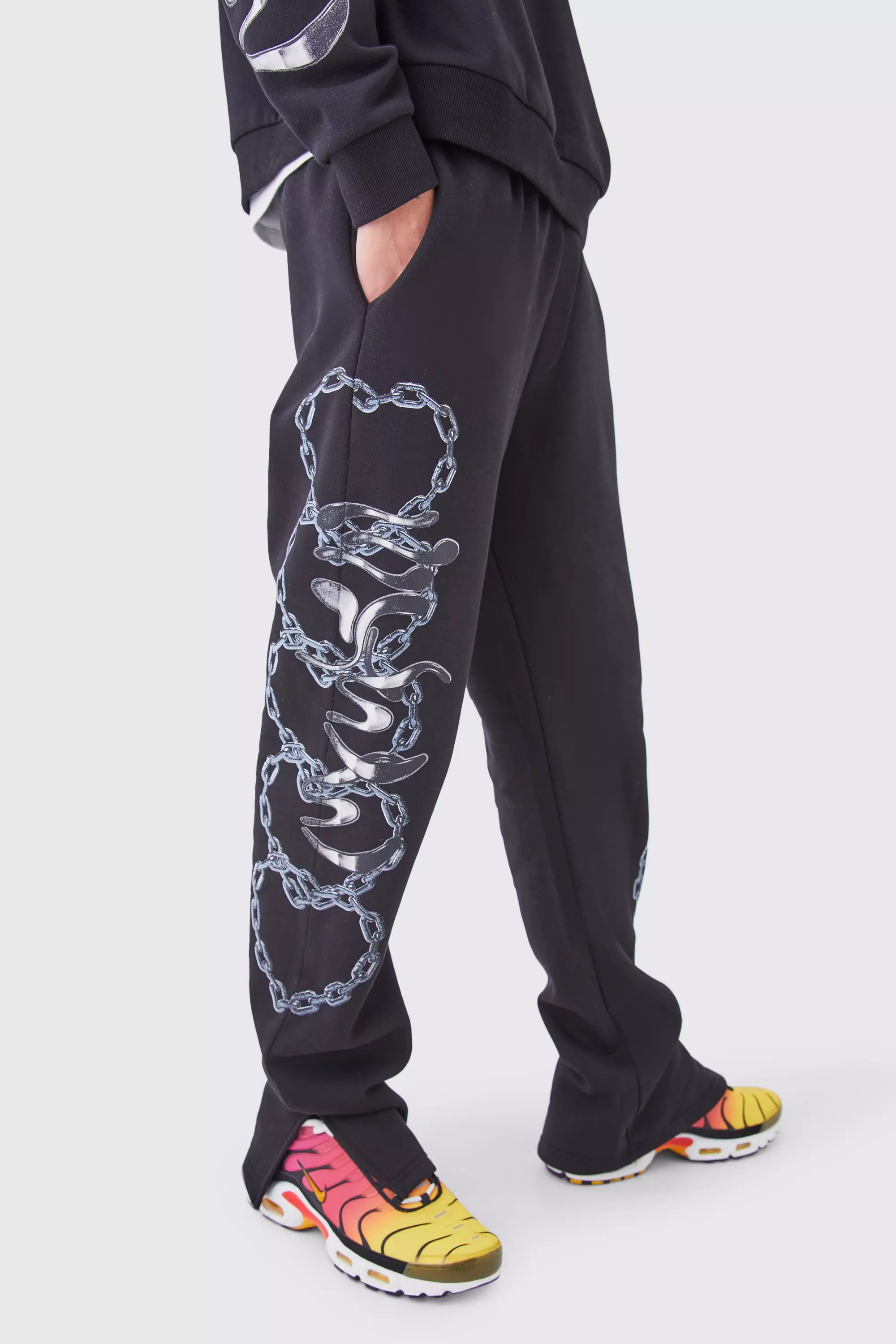 Black joggers with sales chain