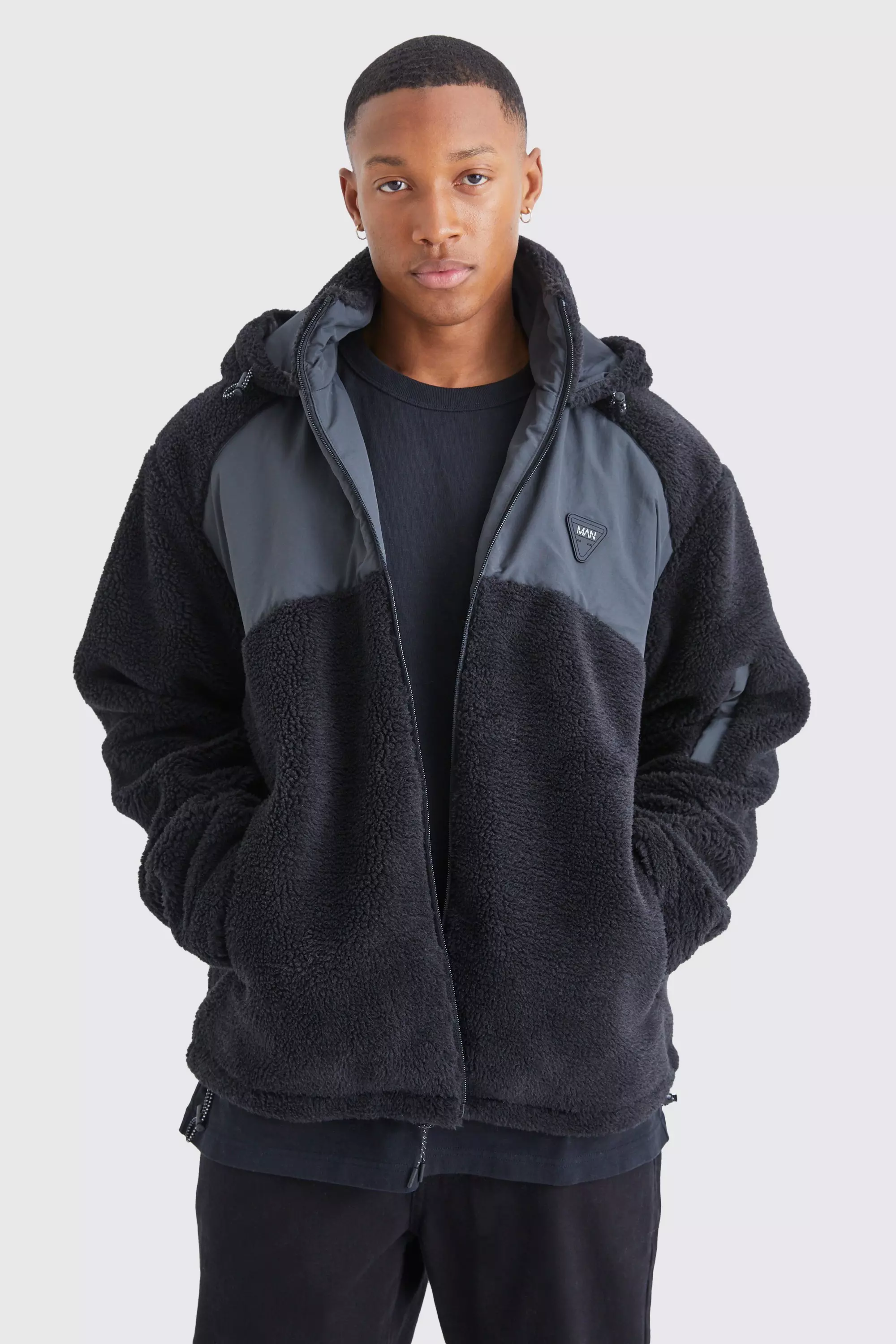 Hooded discount borg jacket